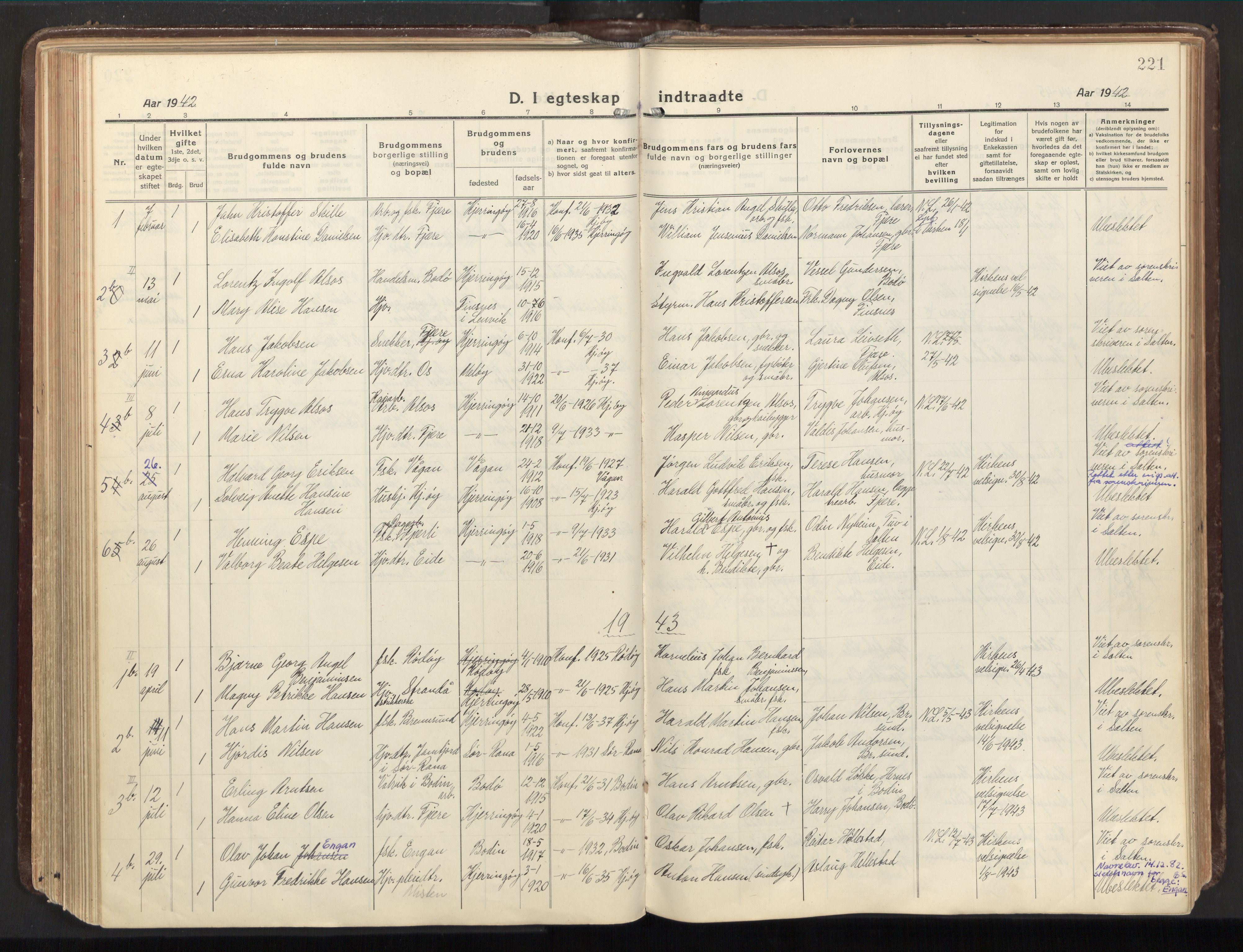 Ministerialprotokoller, klokkerbøker og fødselsregistre - Nordland, SAT/A-1459/803/L0073: Parish register (official) no. 803A03, 1920-1955, p. 221