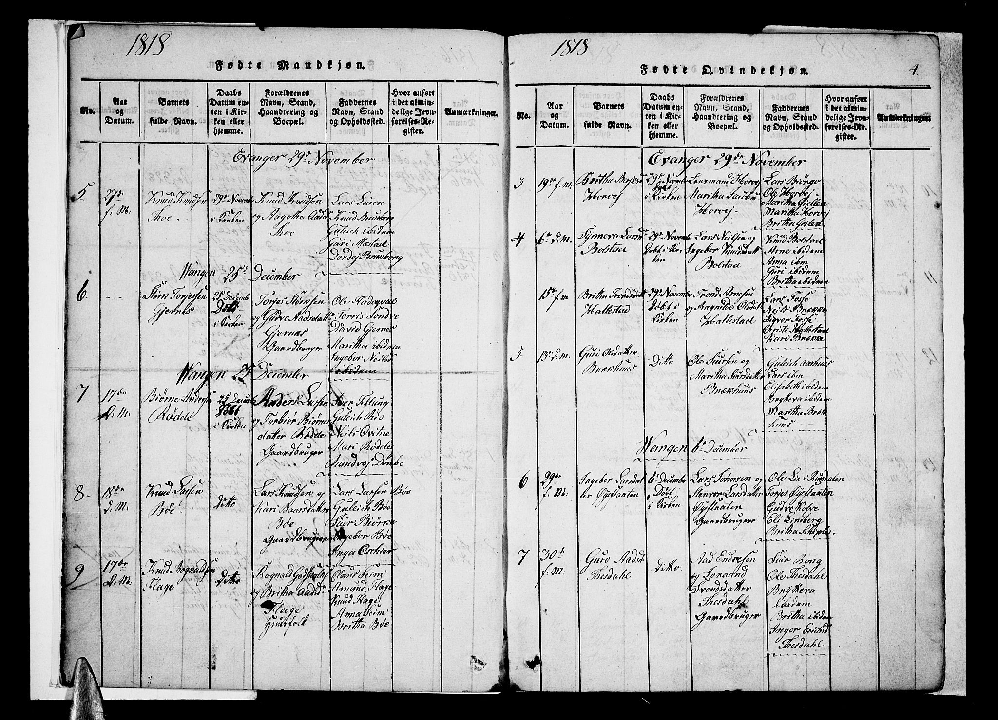 Voss sokneprestembete, SAB/A-79001/H/Haa: Parish register (official) no. A 11, 1816-1827, p. 4