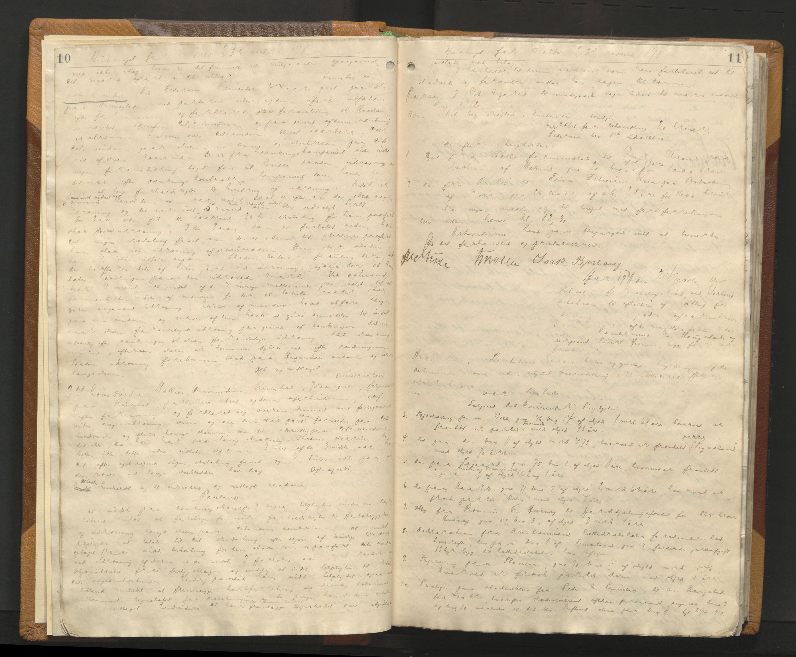 Jæren sorenskriveri, AV/SAST-A-100310/01/3/30/30BA/L0012: TINGBOK 18, 1911-1915, p. 10-11
