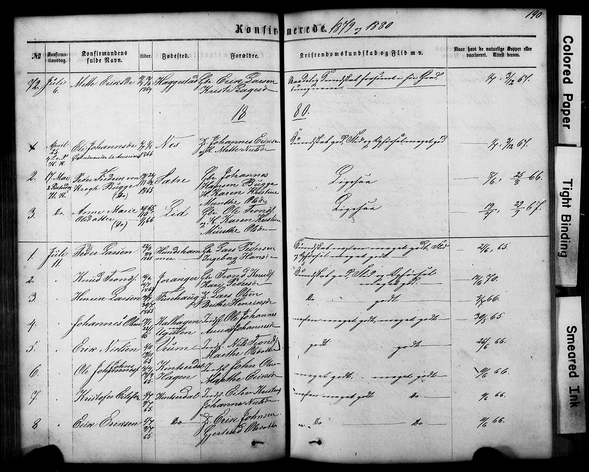 Hafslo sokneprestembete, SAB/A-80301/H/Hab/Haba/L0001: Parish register (copy) no. A 1, 1866-1908, p. 190