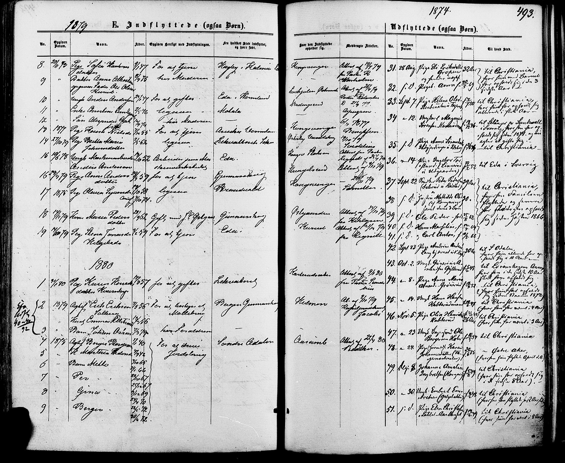 Vinger prestekontor, SAH/PREST-024/H/Ha/Haa/L0012: Parish register (official) no. 12, 1871-1880, p. 493