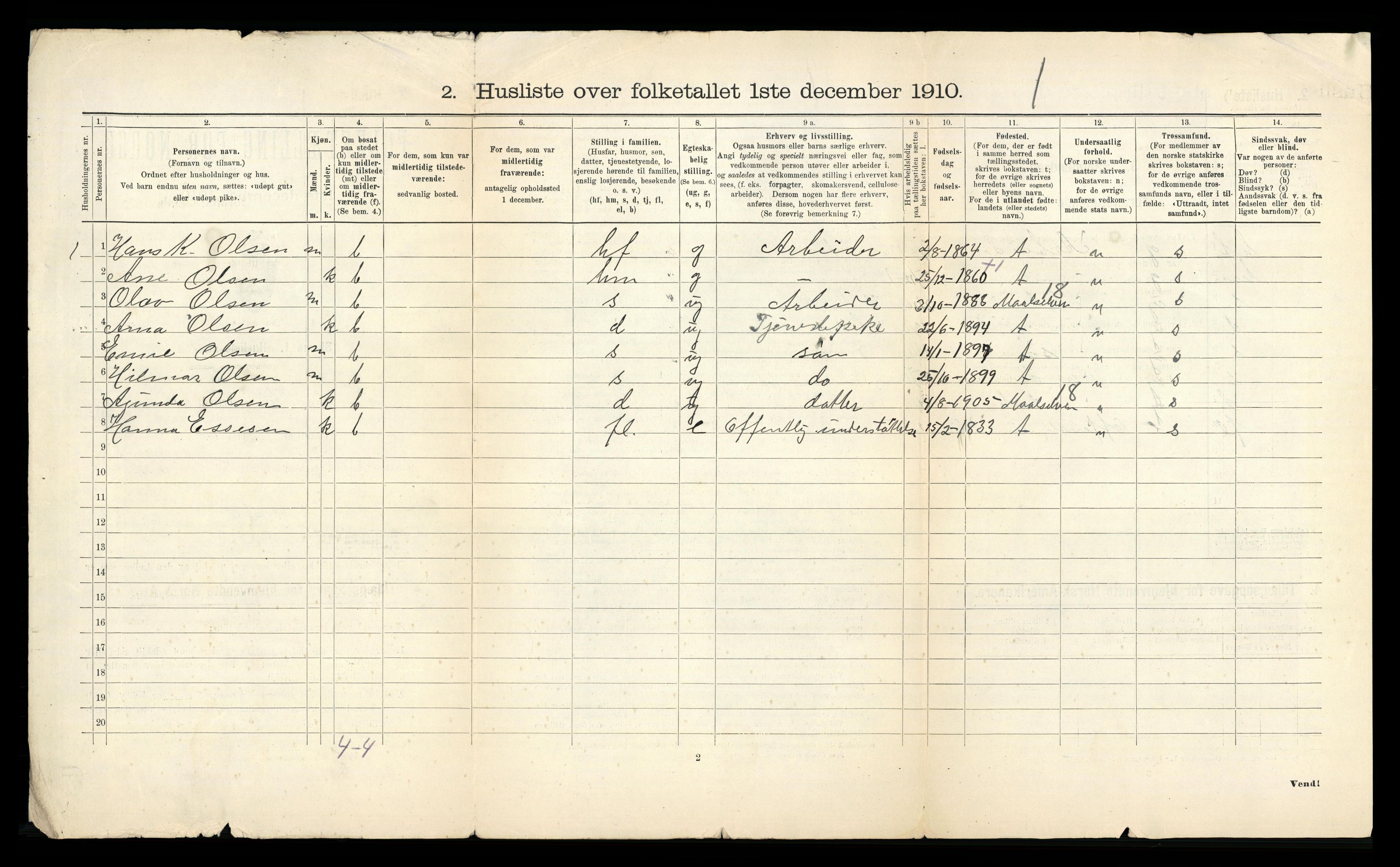 RA, 1910 census for Lenvik, 1910, p. 50