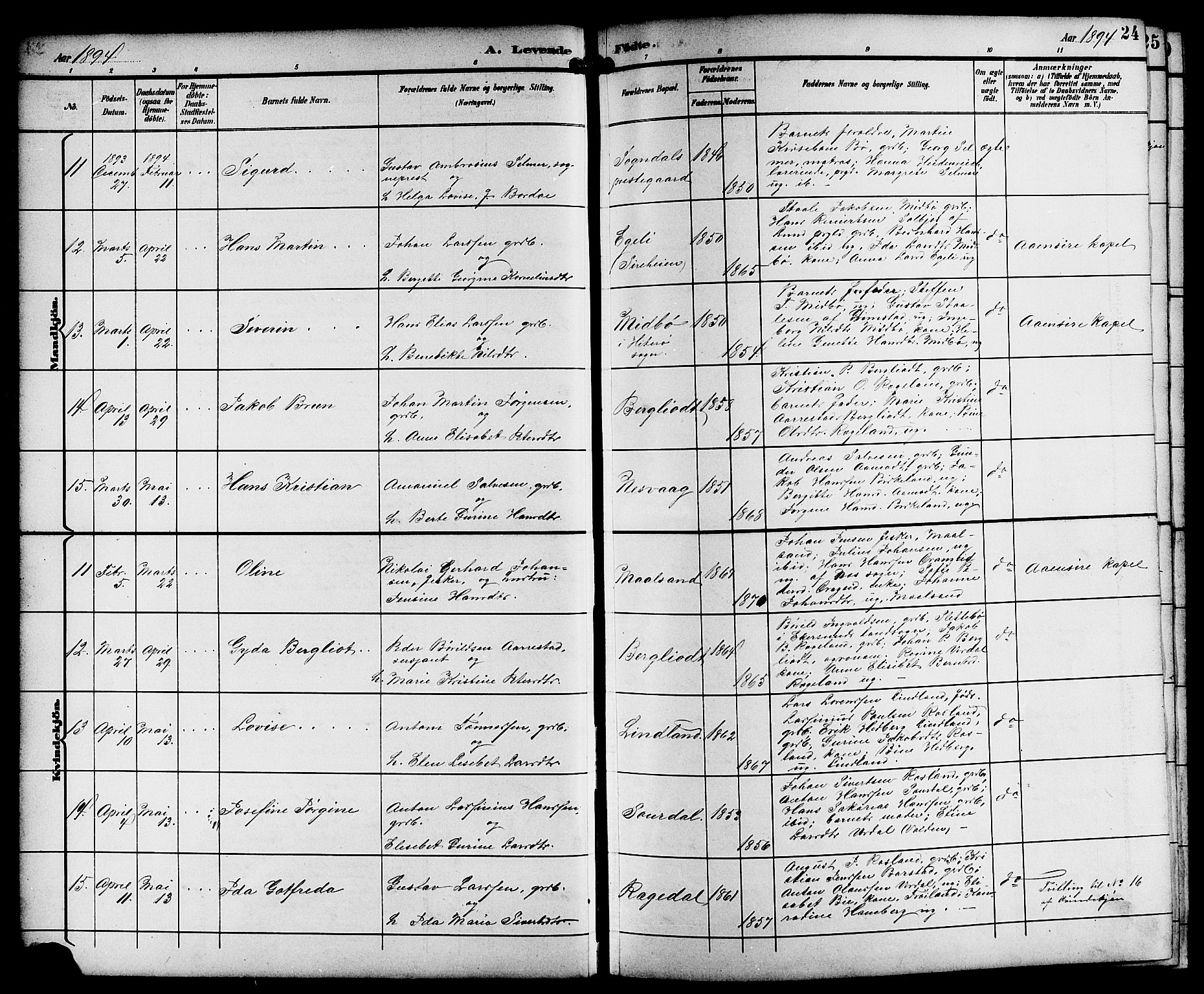 Sokndal sokneprestkontor, AV/SAST-A-101808: Parish register (copy) no. B 6, 1892-1907, p. 24