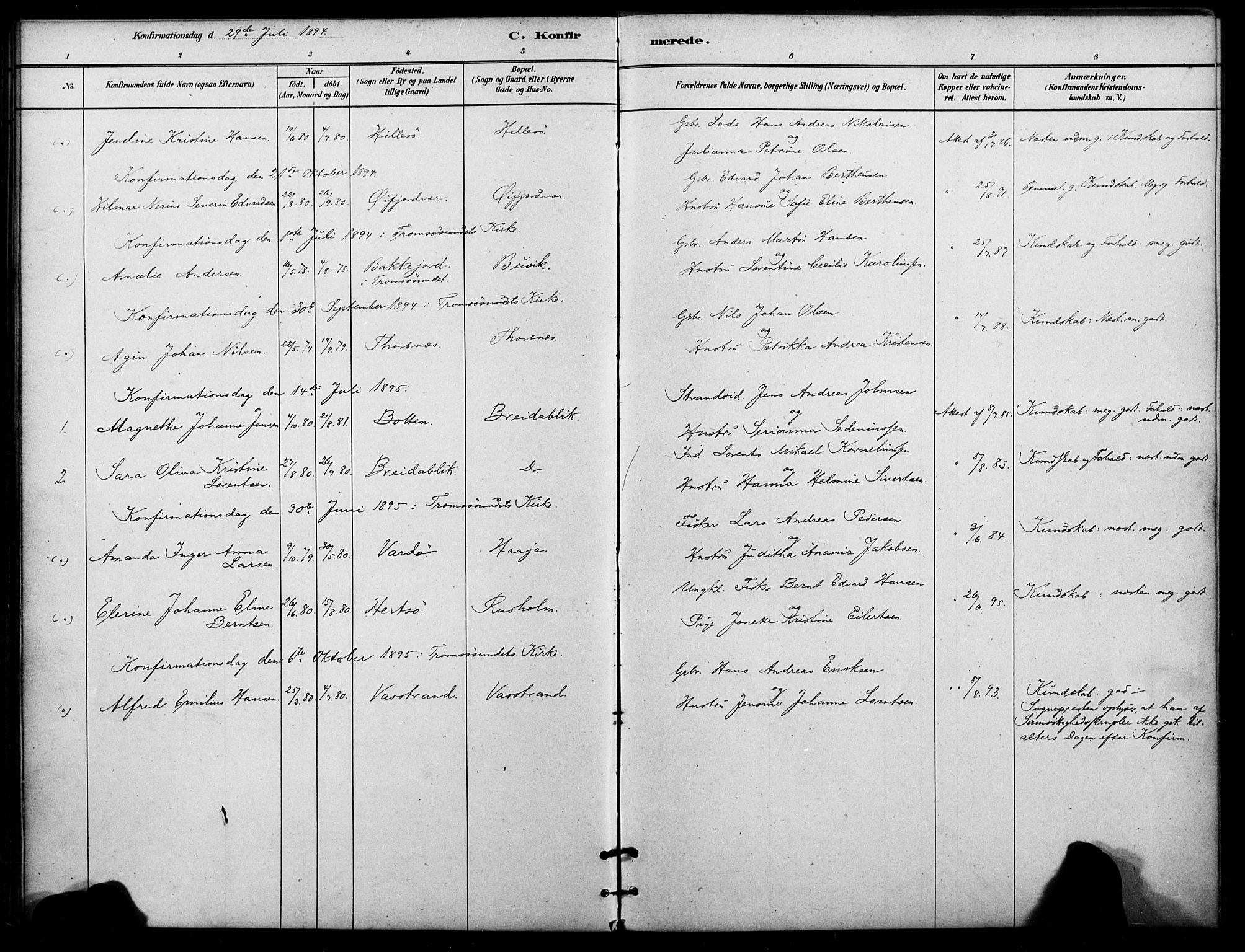 Lenvik sokneprestembete, AV/SATØ-S-1310/H/Ha/Haa/L0012kirke: Parish register (official) no. 12, 1880-1895