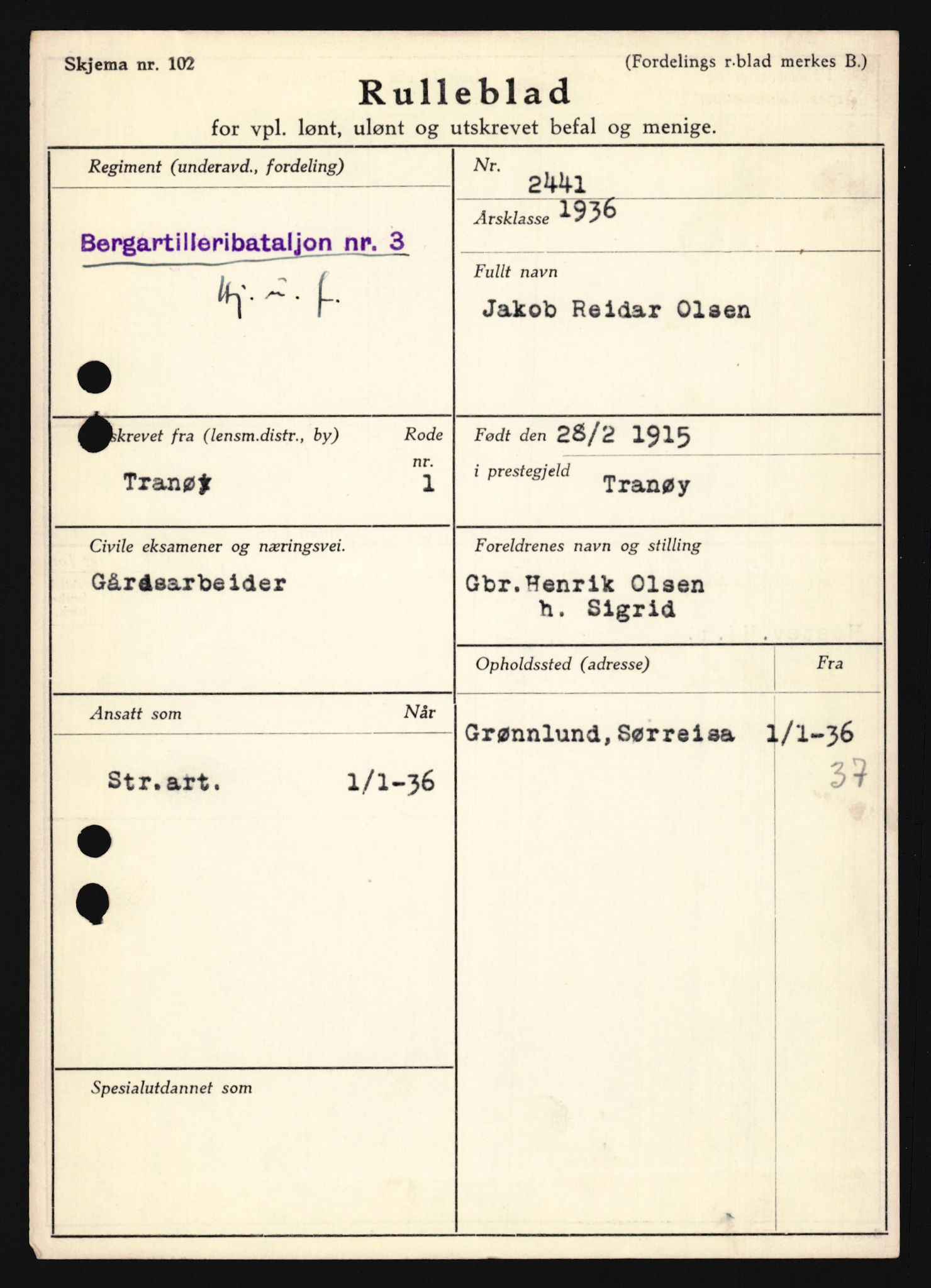 Forsvaret, Troms infanteriregiment nr. 16, AV/RA-RAFA-3146/P/Pa/L0020: Rulleblad for regimentets menige mannskaper, årsklasse 1936, 1936, p. 1027