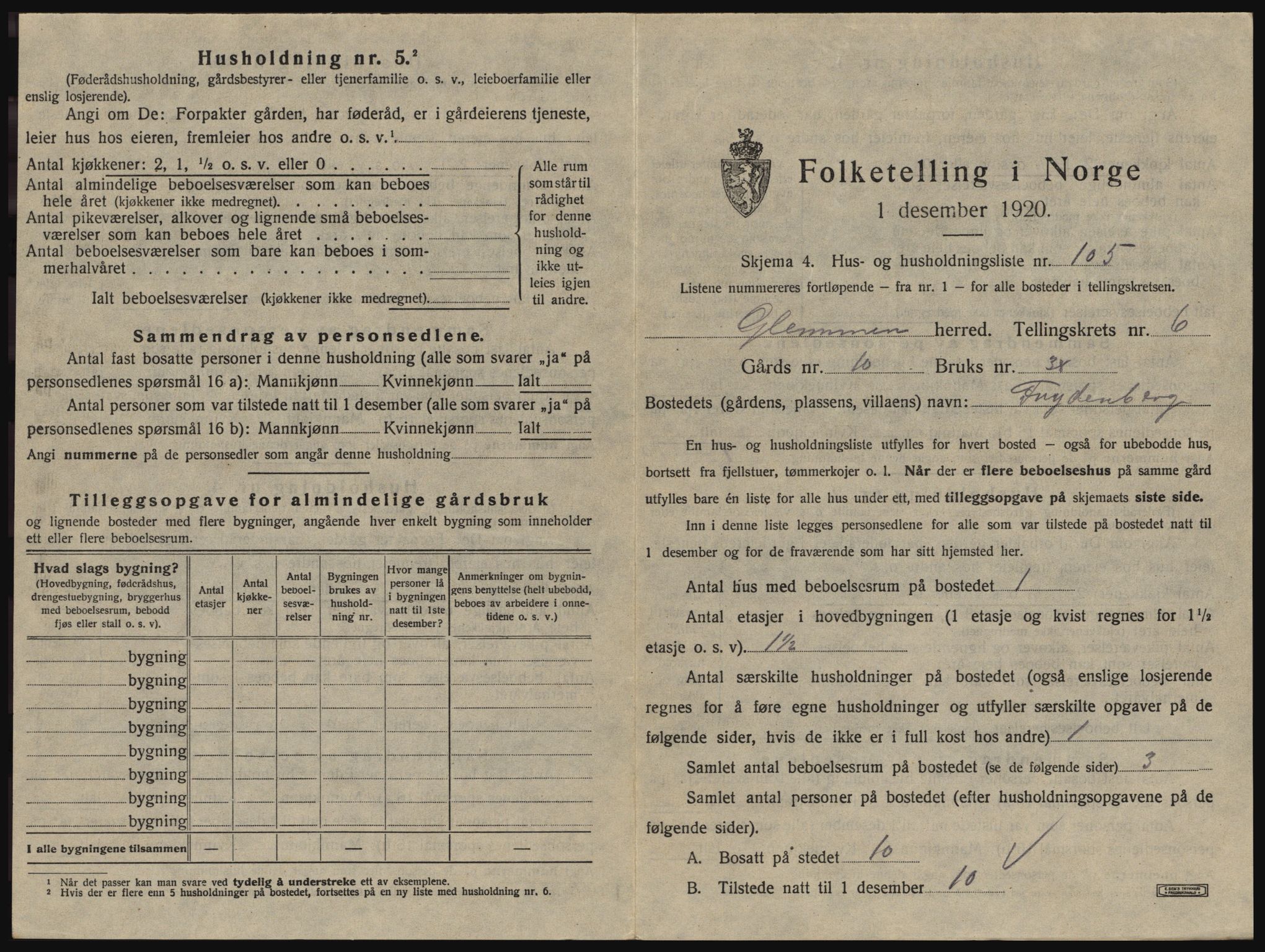 SAO, 1920 census for Glemmen, 1920, p. 2367