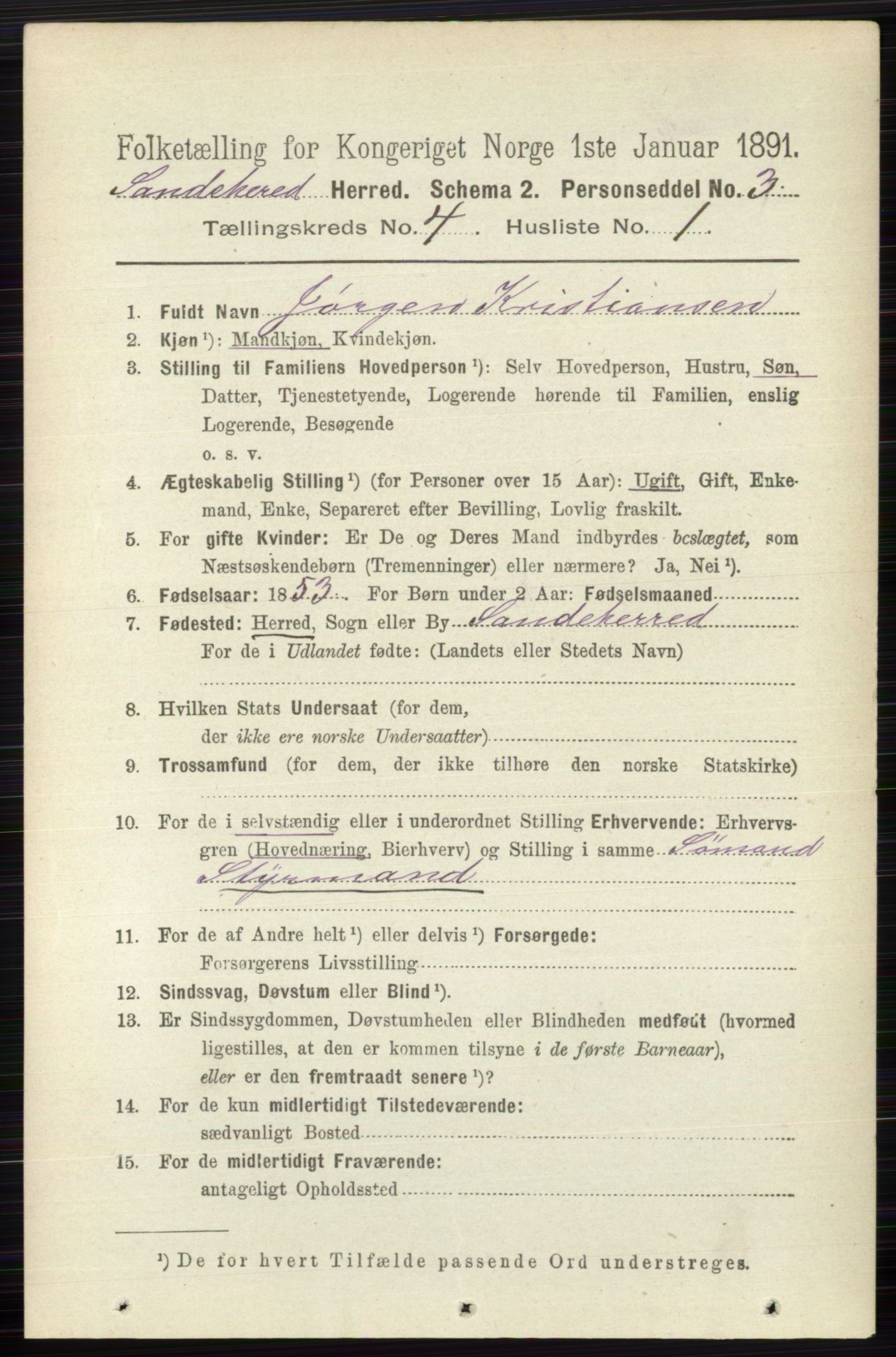 RA, 1891 census for 0724 Sandeherred, 1891, p. 2351
