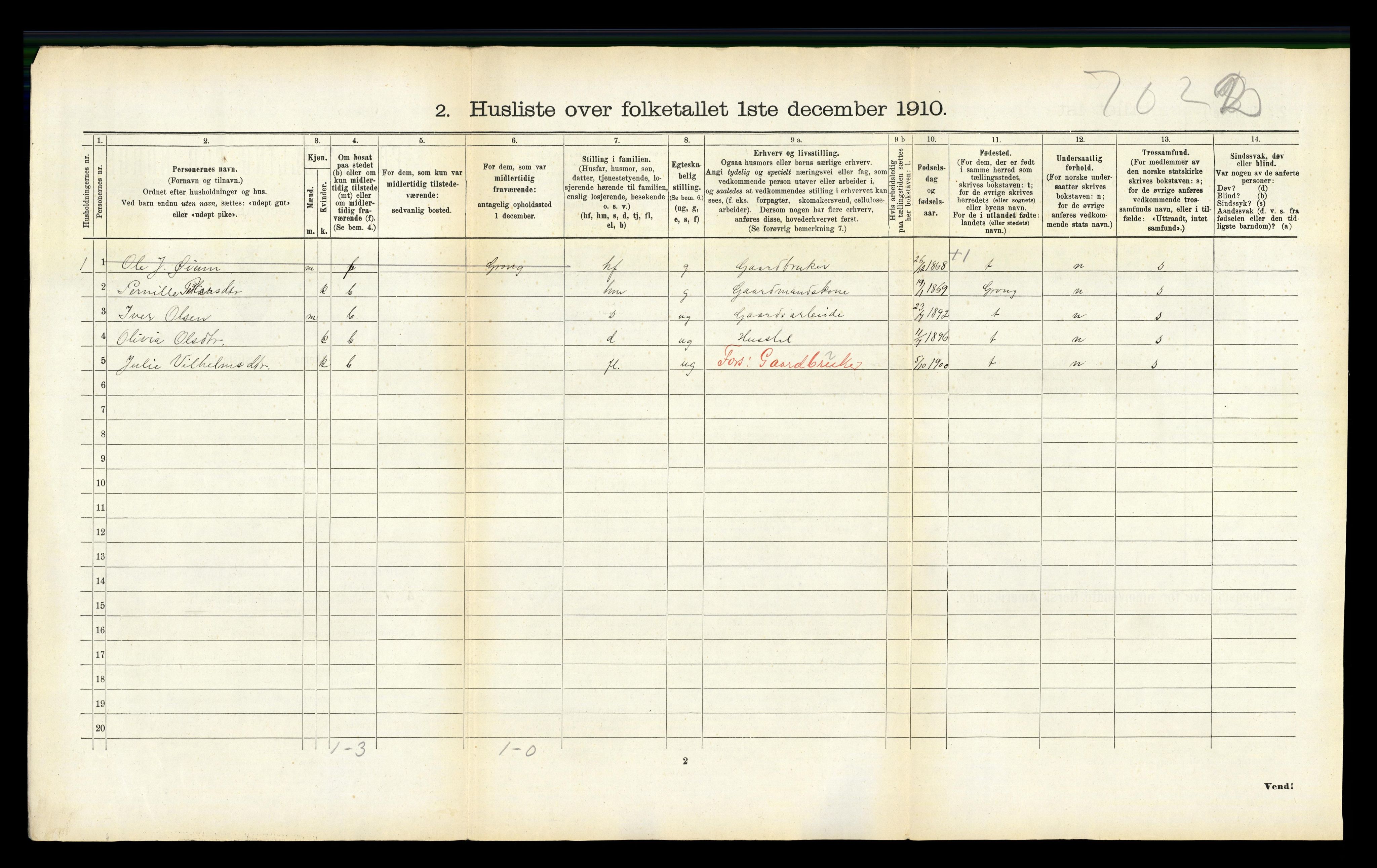 RA, 1910 census for Vefsn, 1910, p. 443