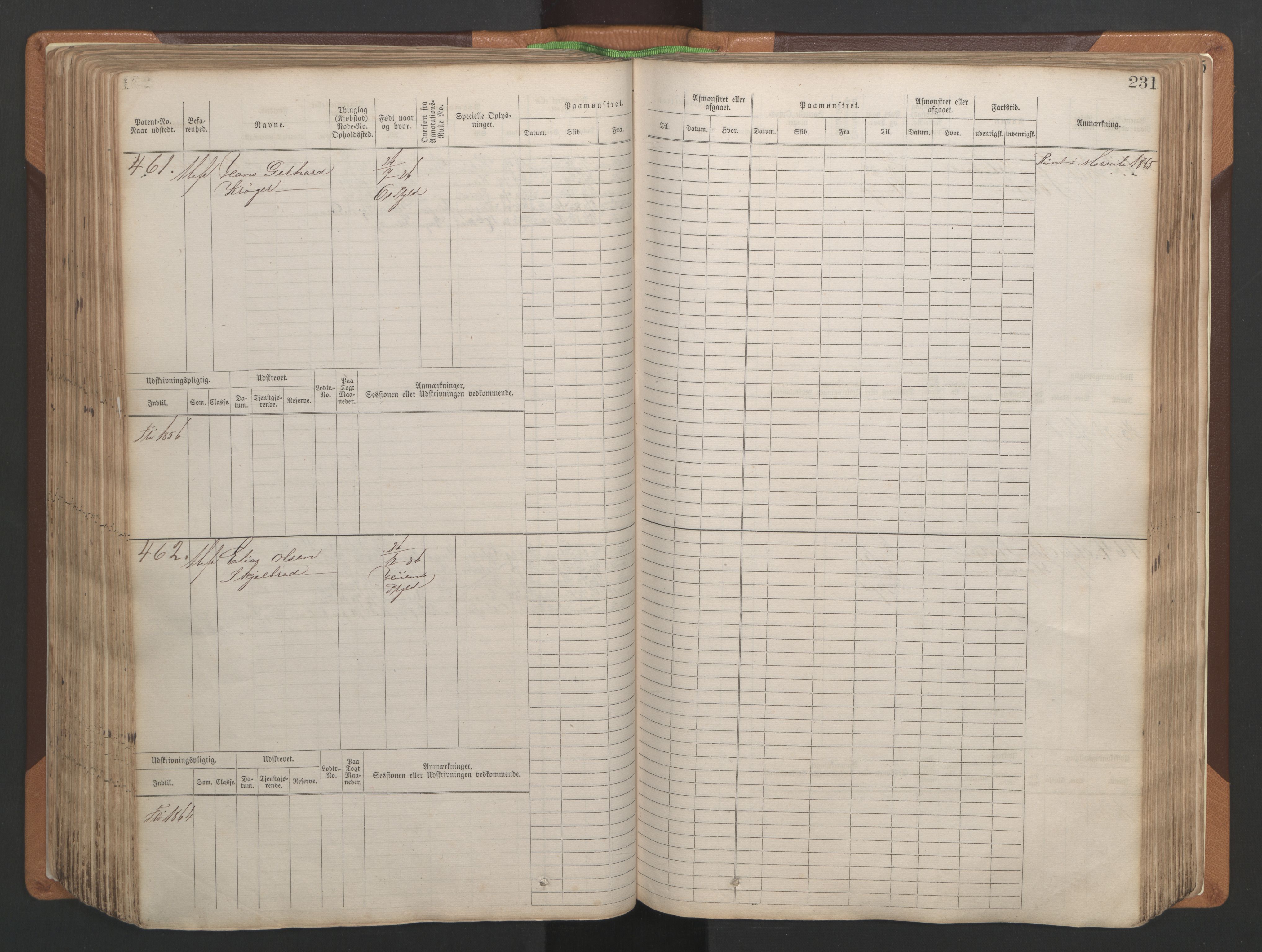 Stavanger sjømannskontor, AV/SAST-A-102006/F/Fb/Fbb/L0004: Sjøfartshovedrulle, patentnr. 1-792 (del 1), 1869-1880, p. 237