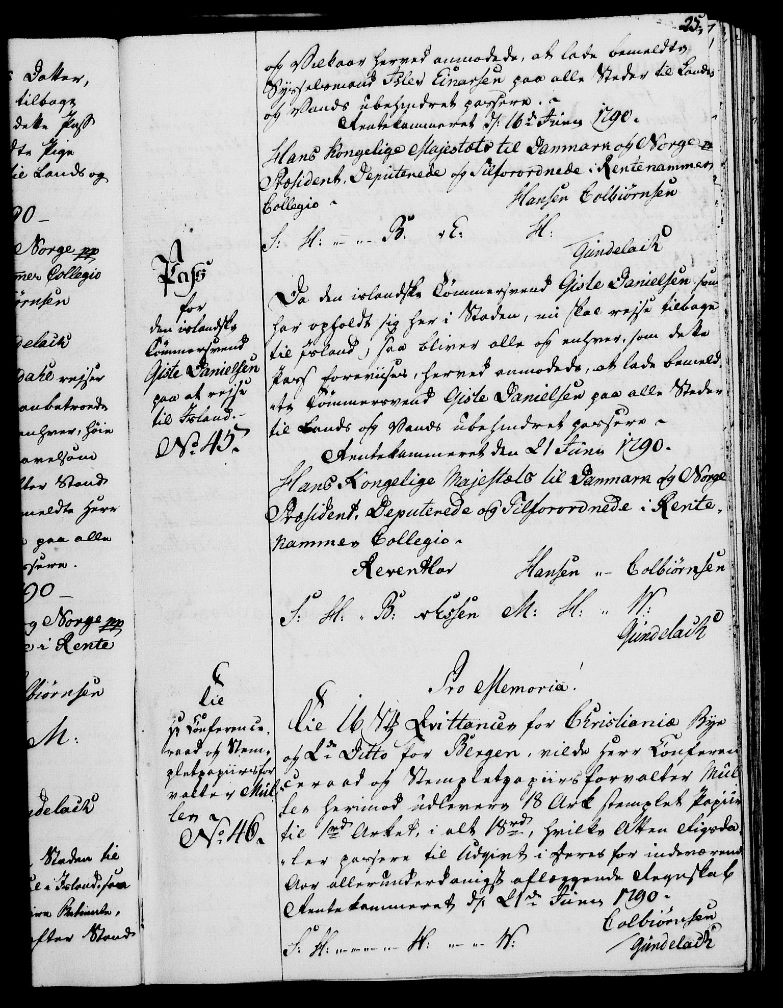 Rentekammeret, Kammerkanselliet, RA/EA-3111/G/Gg/Gga/L0015: Norsk ekspedisjonsprotokoll med register (merket RK 53.15), 1790-1791, p. 25