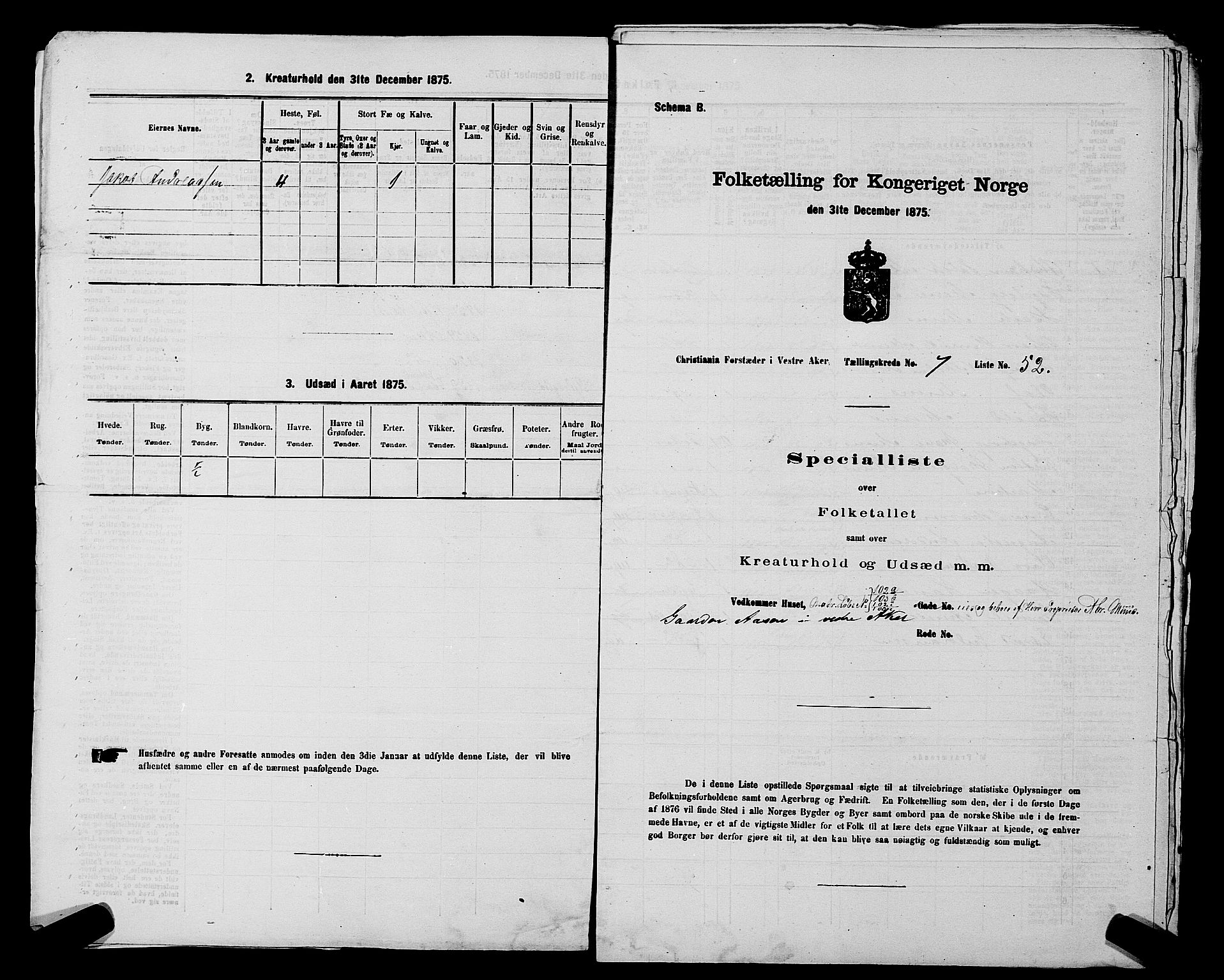 RA, 1875 census for 0218aP Vestre Aker, 1875, p. 1138