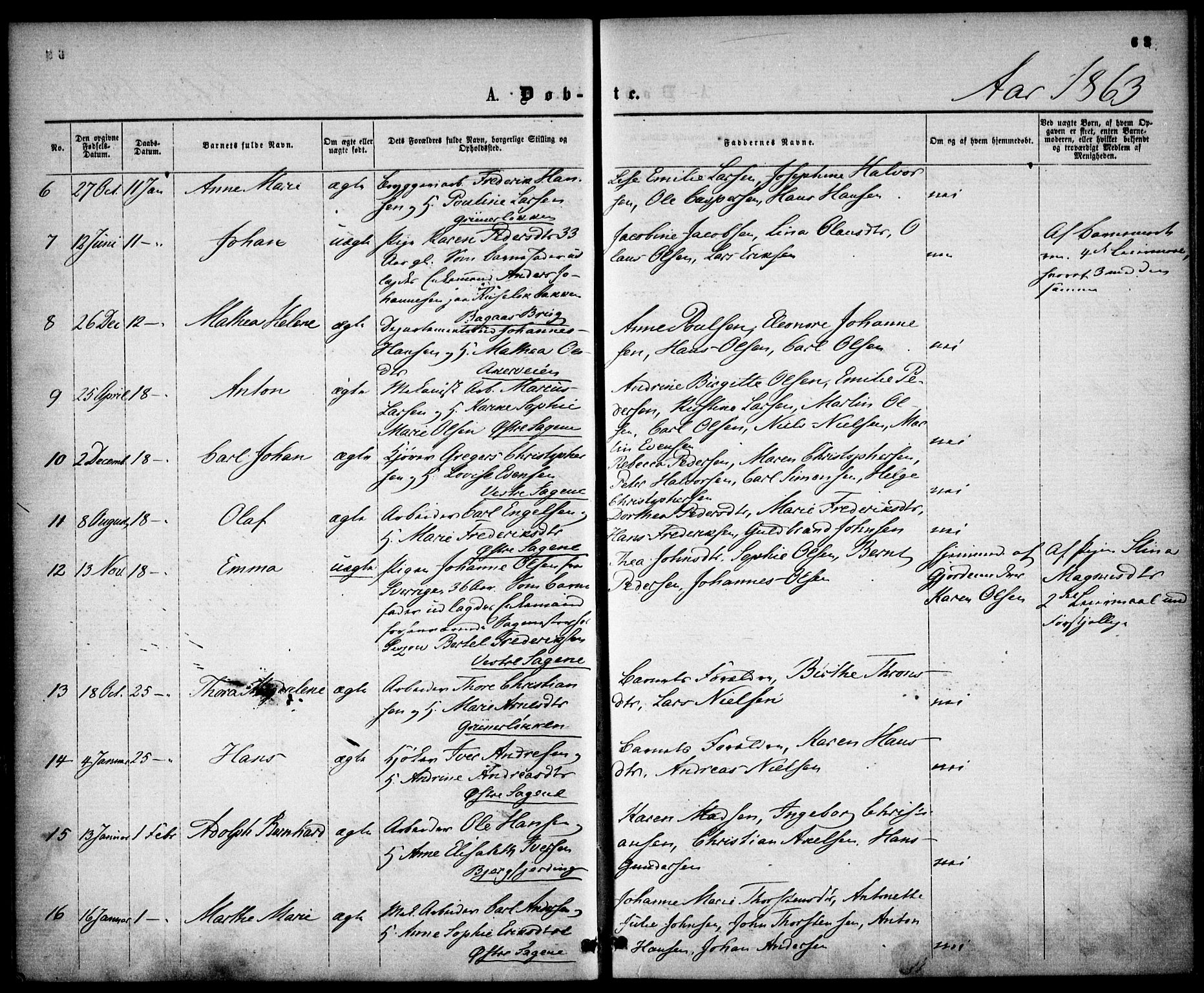 Gamle Aker prestekontor Kirkebøker, SAO/A-10617a/F/L0001: Parish register (official) no. 1, 1861-1865, p. 63