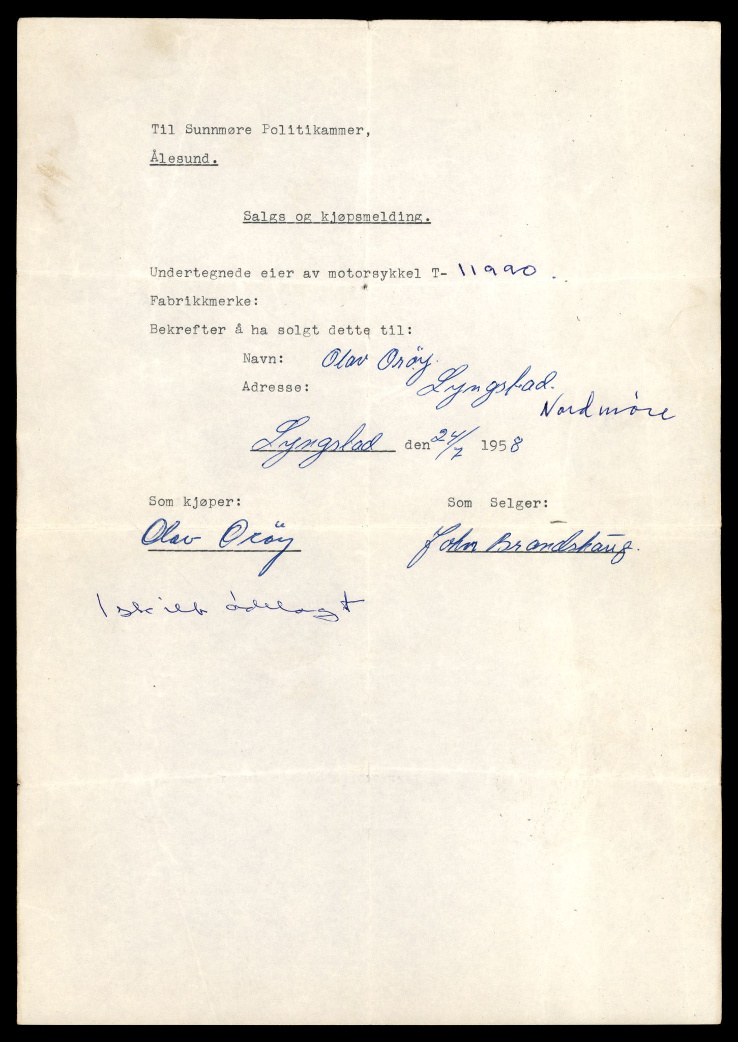 Møre og Romsdal vegkontor - Ålesund trafikkstasjon, AV/SAT-A-4099/F/Fe/L0031: Registreringskort for kjøretøy T 11800 - T 11996, 1927-1998, p. 3262