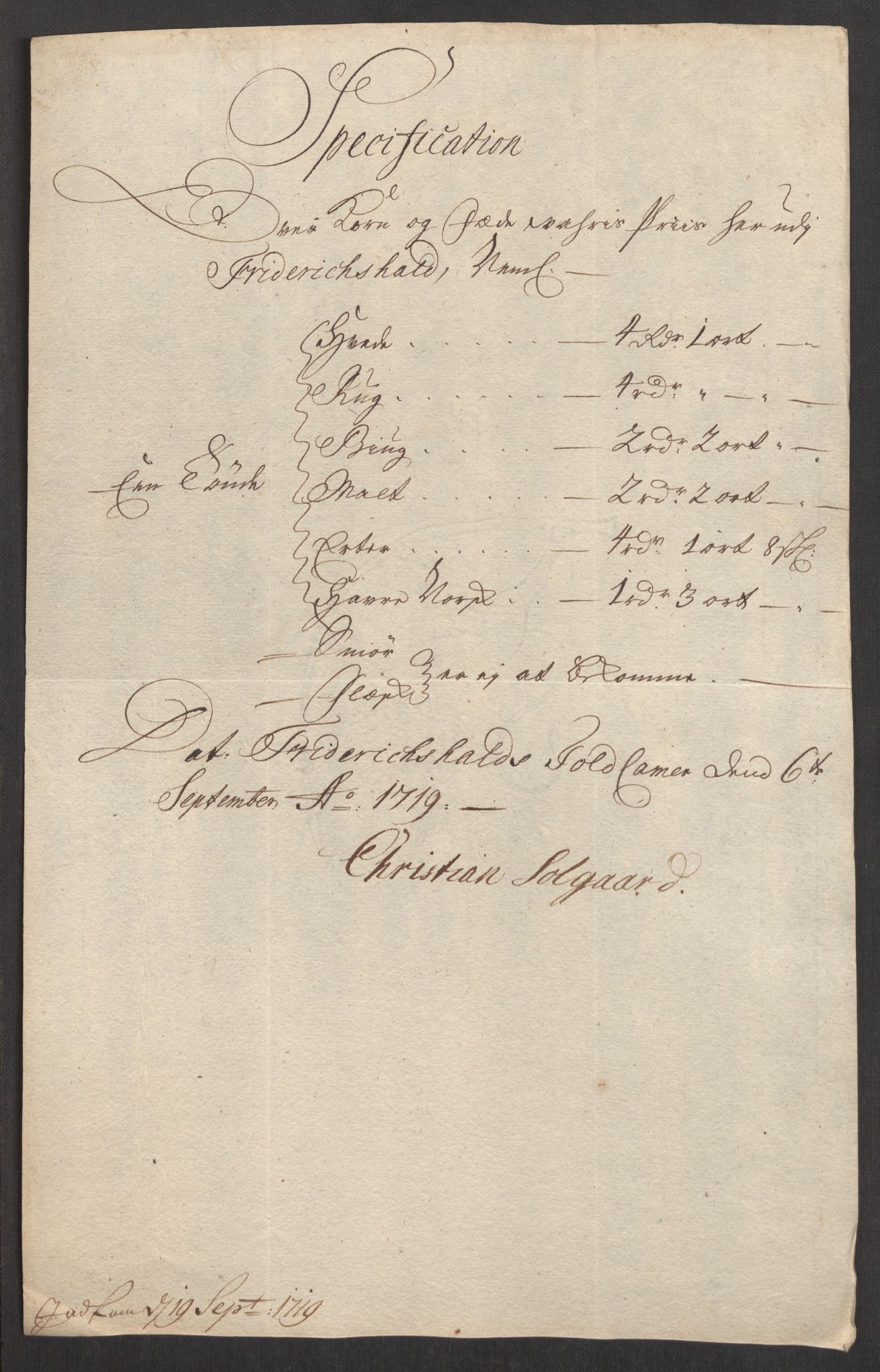 Rentekammeret inntil 1814, Realistisk ordnet avdeling, AV/RA-EA-4070/Oe/L0001: [Ø1]: Priskuranter, 1712-1739, p. 73