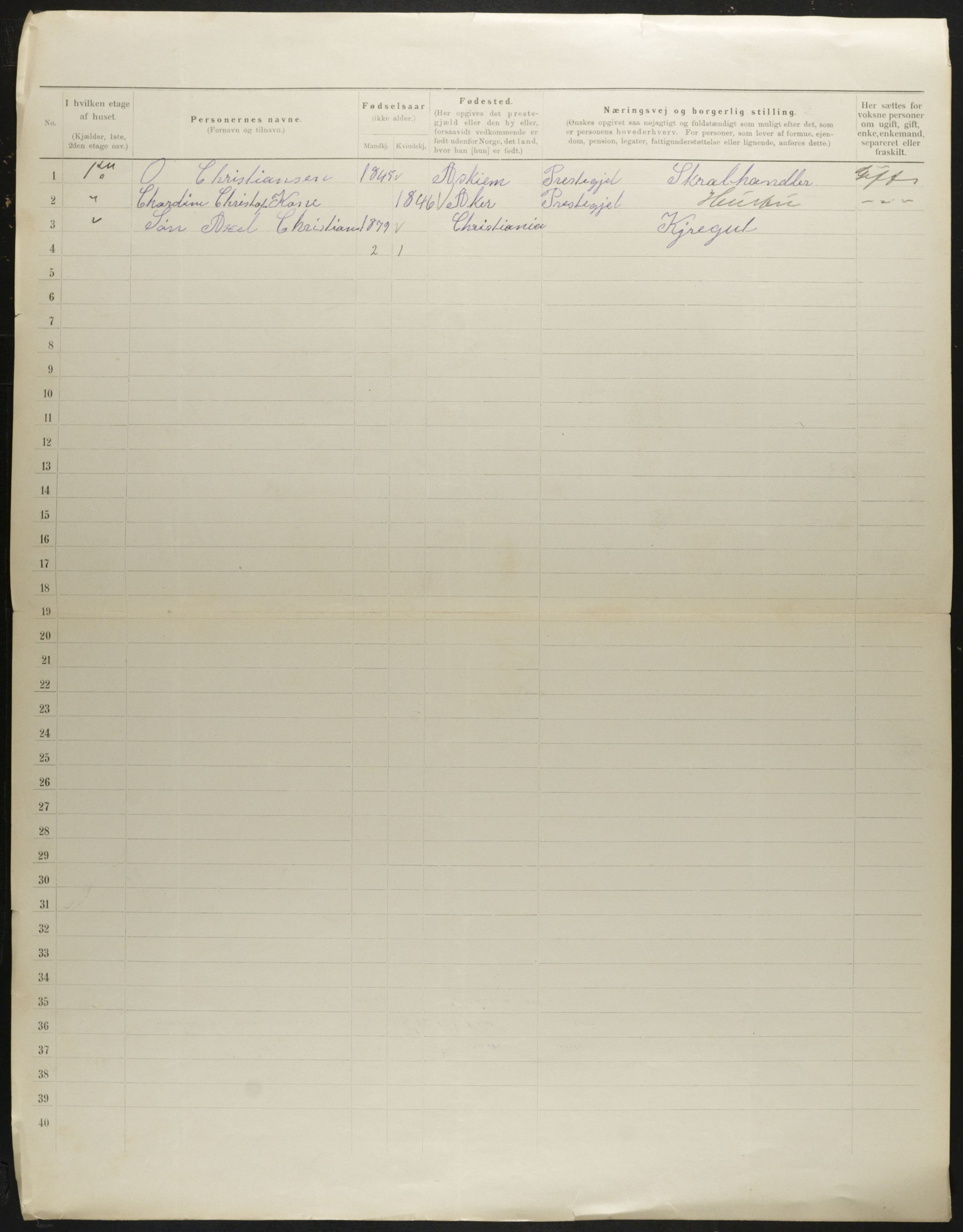 OBA, Municipal Census 1901 for Kristiania, 1901, p. 405