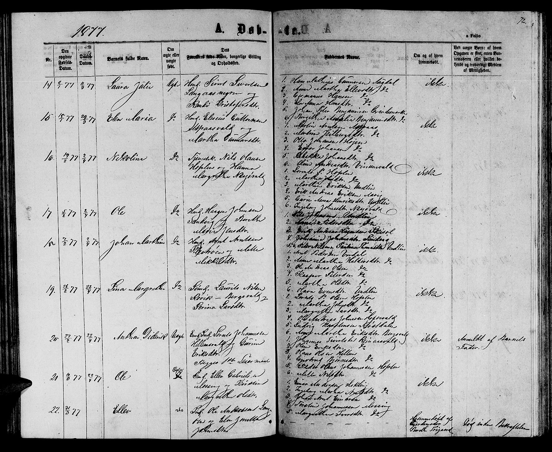 Ministerialprotokoller, klokkerbøker og fødselsregistre - Nord-Trøndelag, AV/SAT-A-1458/714/L0133: Parish register (copy) no. 714C02, 1865-1877, p. 72