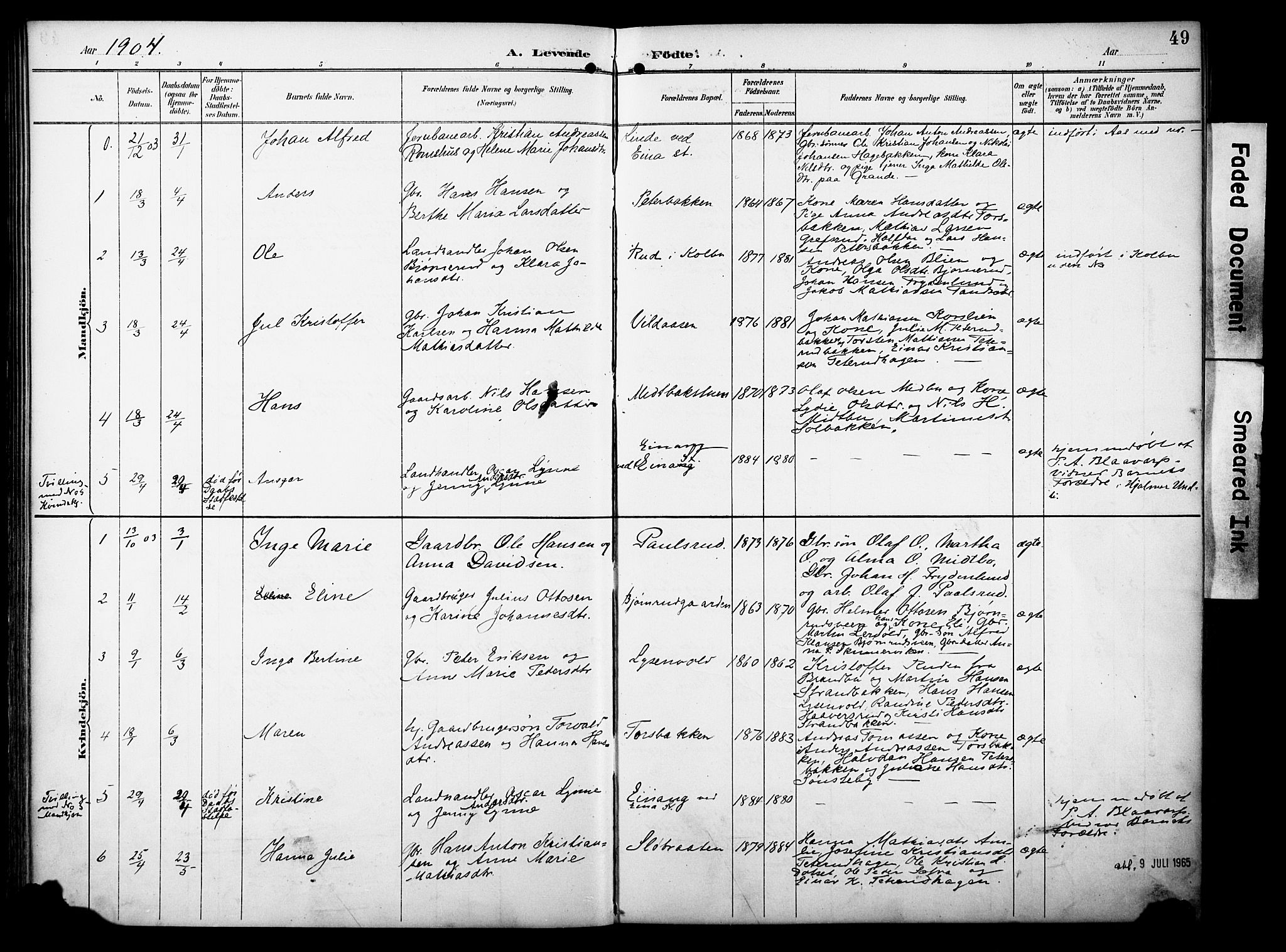 Vestre Toten prestekontor, SAH/PREST-108/H/Ha/Haa/L0012: Parish register (official) no. 12, 1890-1906, p. 49