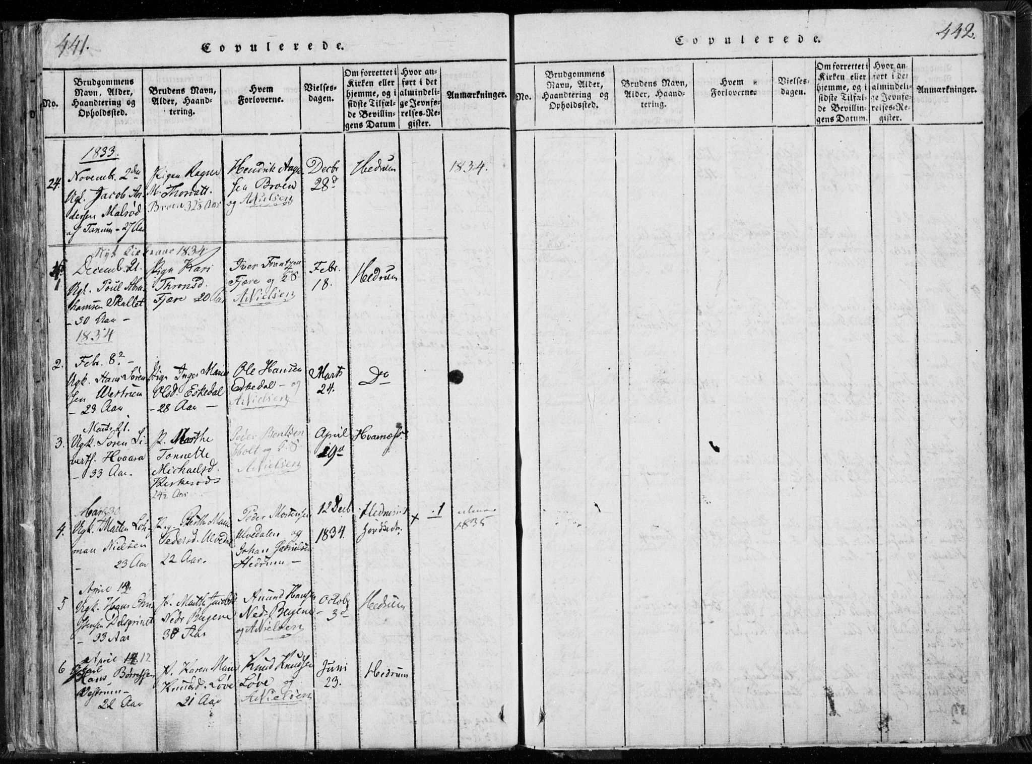 Hedrum kirkebøker, SAKO/A-344/F/Fa/L0004: Parish register (official) no. I 4, 1817-1835, p. 441-442