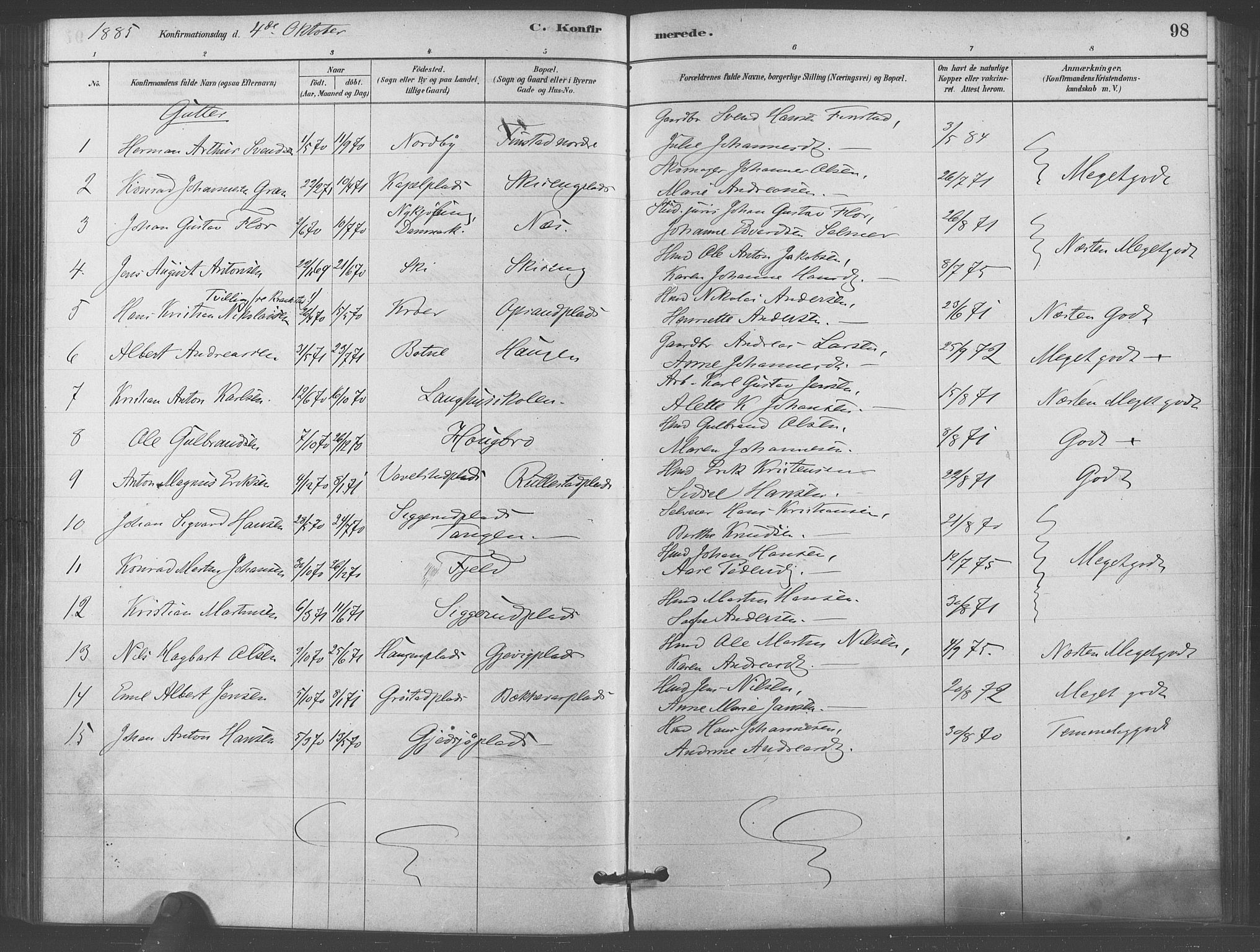 Kråkstad prestekontor Kirkebøker, AV/SAO-A-10125a/F/Fb/L0001: Parish register (official) no. II 1, 1880-1892, p. 98