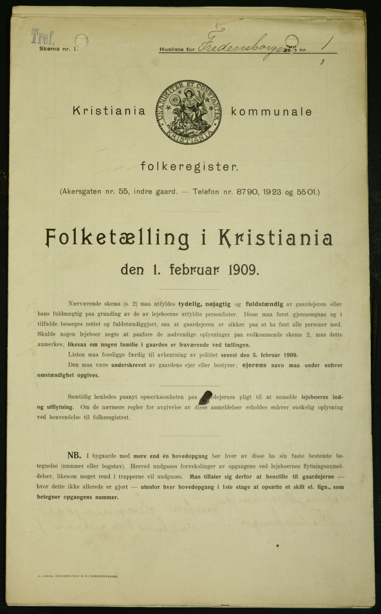 OBA, Municipal Census 1909 for Kristiania, 1909, p. 23088
