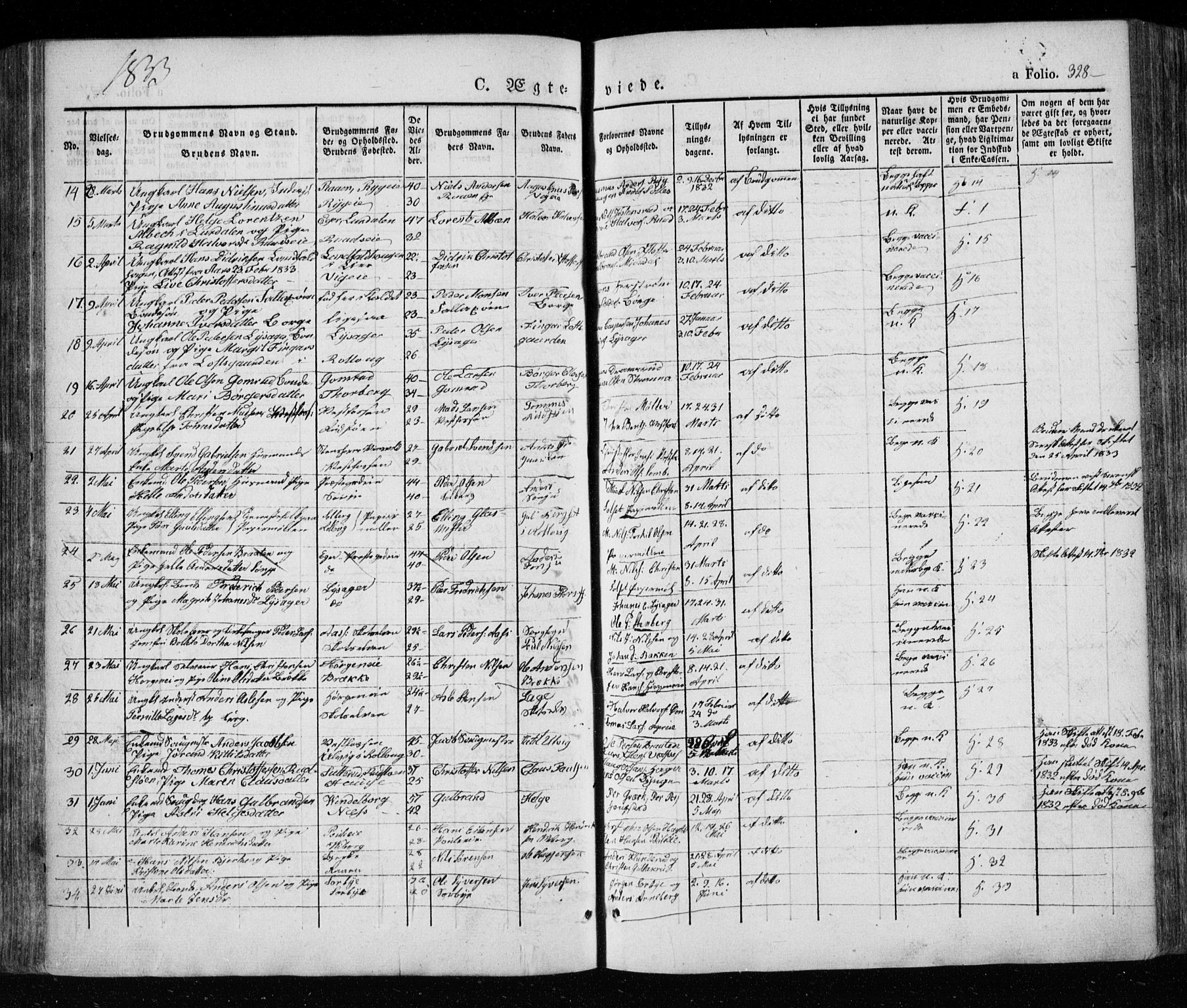 Eiker kirkebøker, SAKO/A-4/F/Fa/L0013a: Parish register (official) no. I 13A, 1832-1845, p. 328