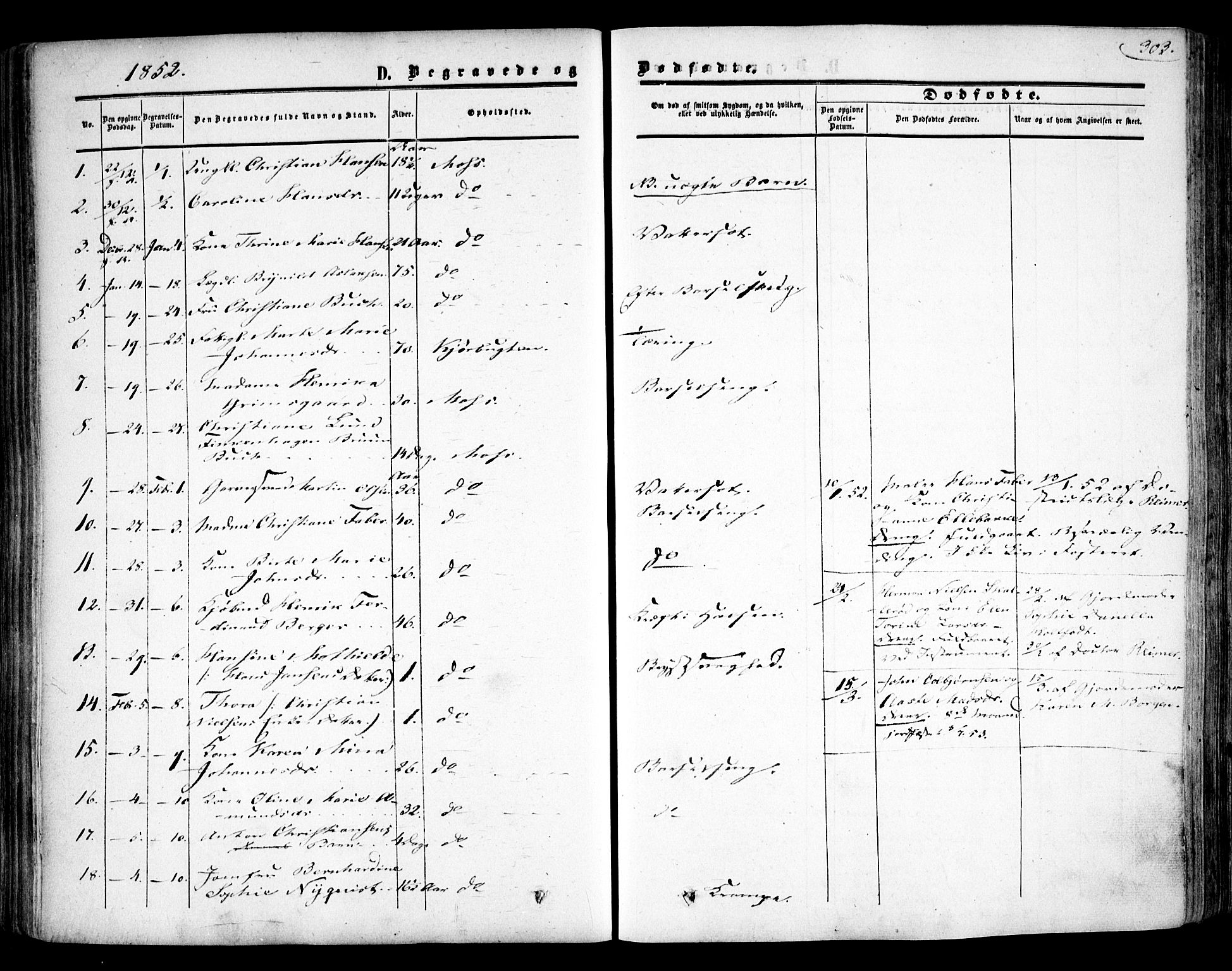 Moss prestekontor Kirkebøker, SAO/A-2003/F/Fa/L0008: Parish register (official) no. I 8, 1852-1869, p. 303