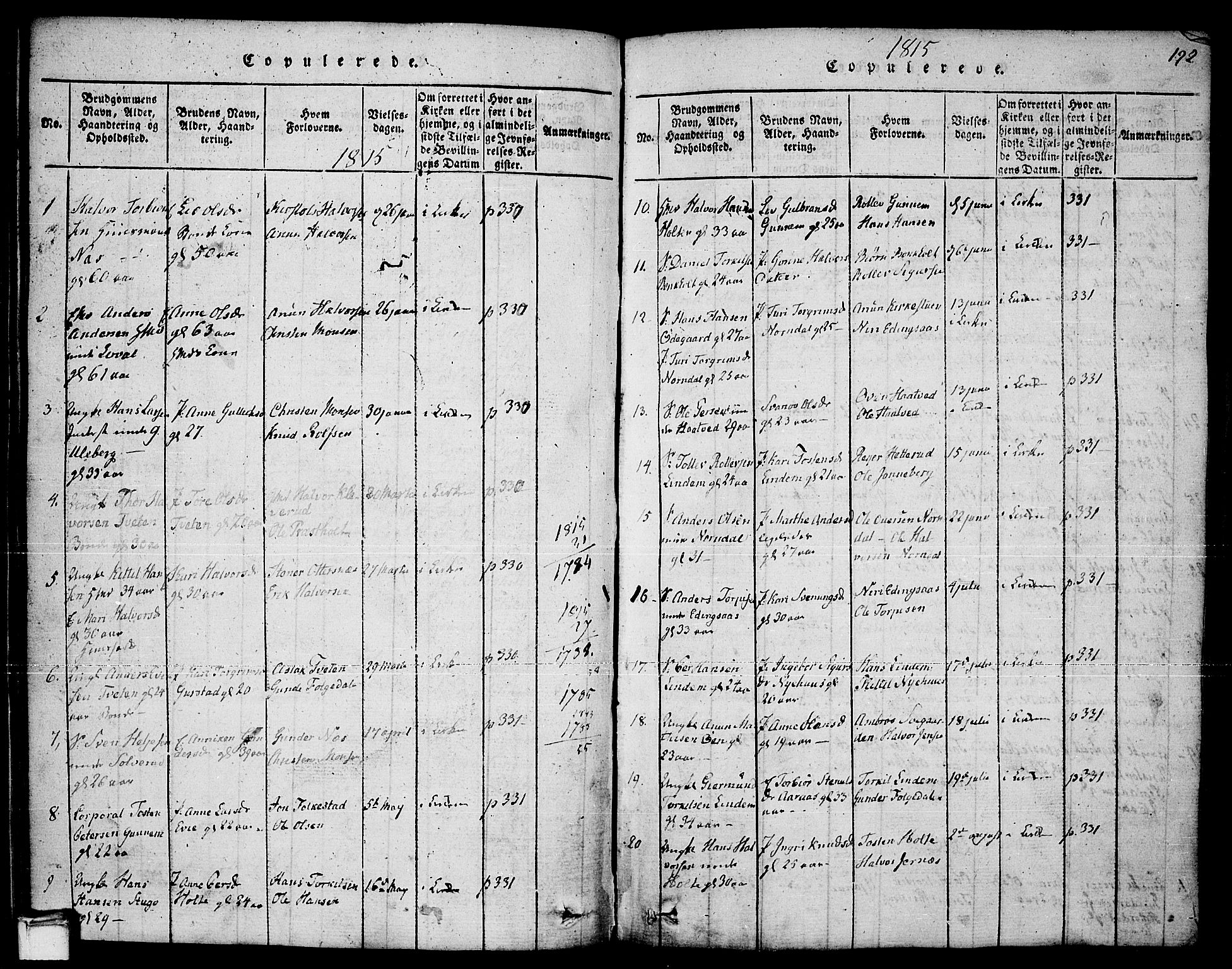 Sauherad kirkebøker, SAKO/A-298/F/Fa/L0005: Parish register (official) no. I 5, 1815-1829, p. 192