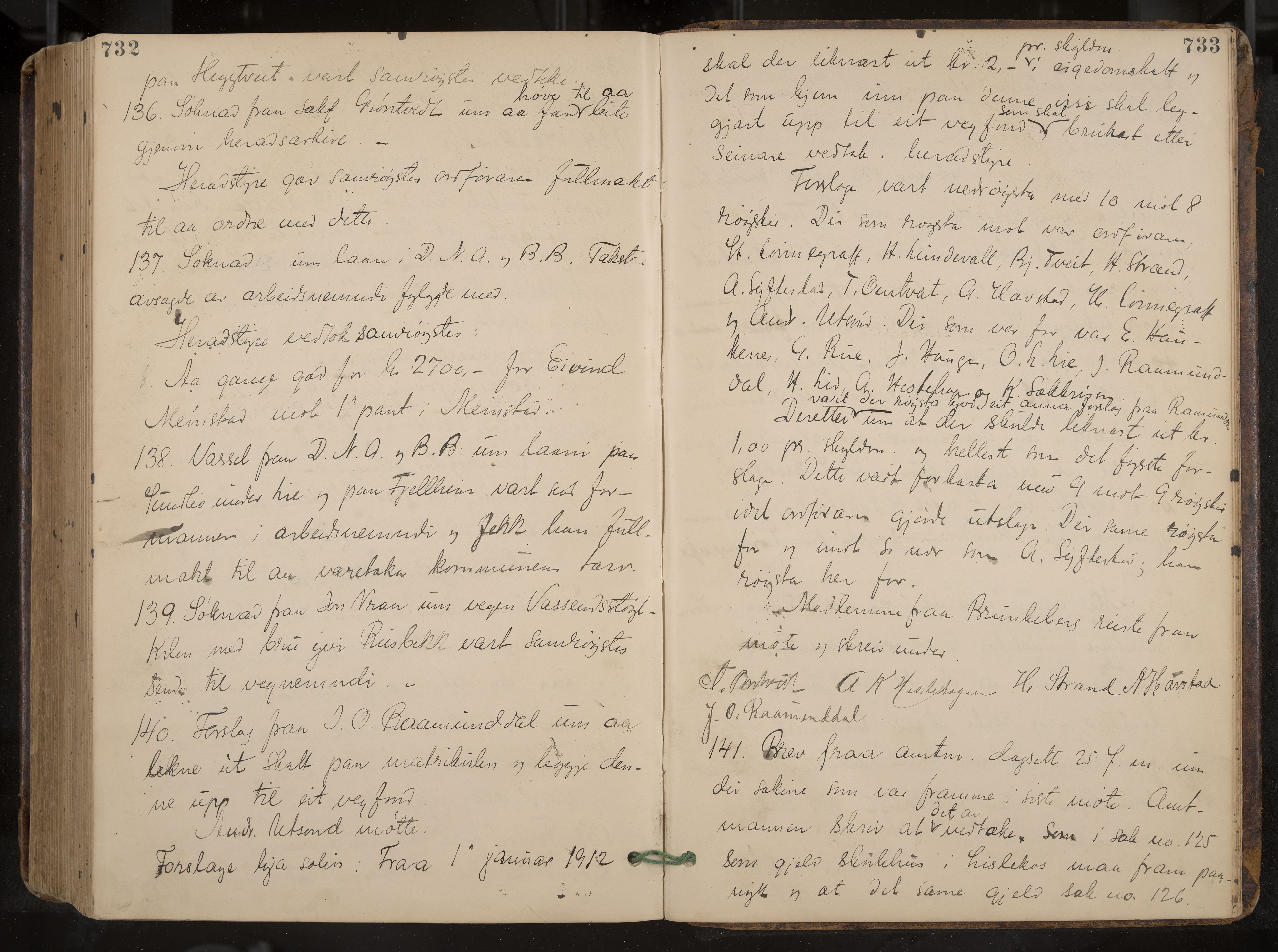 Kviteseid formannskap og sentraladministrasjon, IKAK/0829021/A/Aa/L0004: Møtebok, 1896-1911, p. 732-733