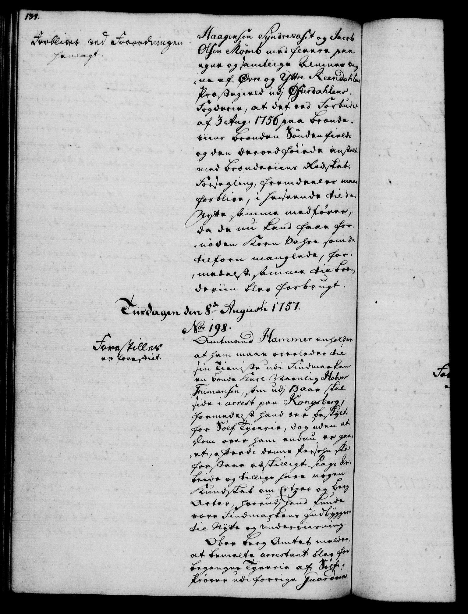 Rentekammeret, Kammerkanselliet, RA/EA-3111/G/Gh/Gha/L0034: Norsk ekstraktmemorialprotokoll (merket RK 53.79), 1756-1759, p. 134
