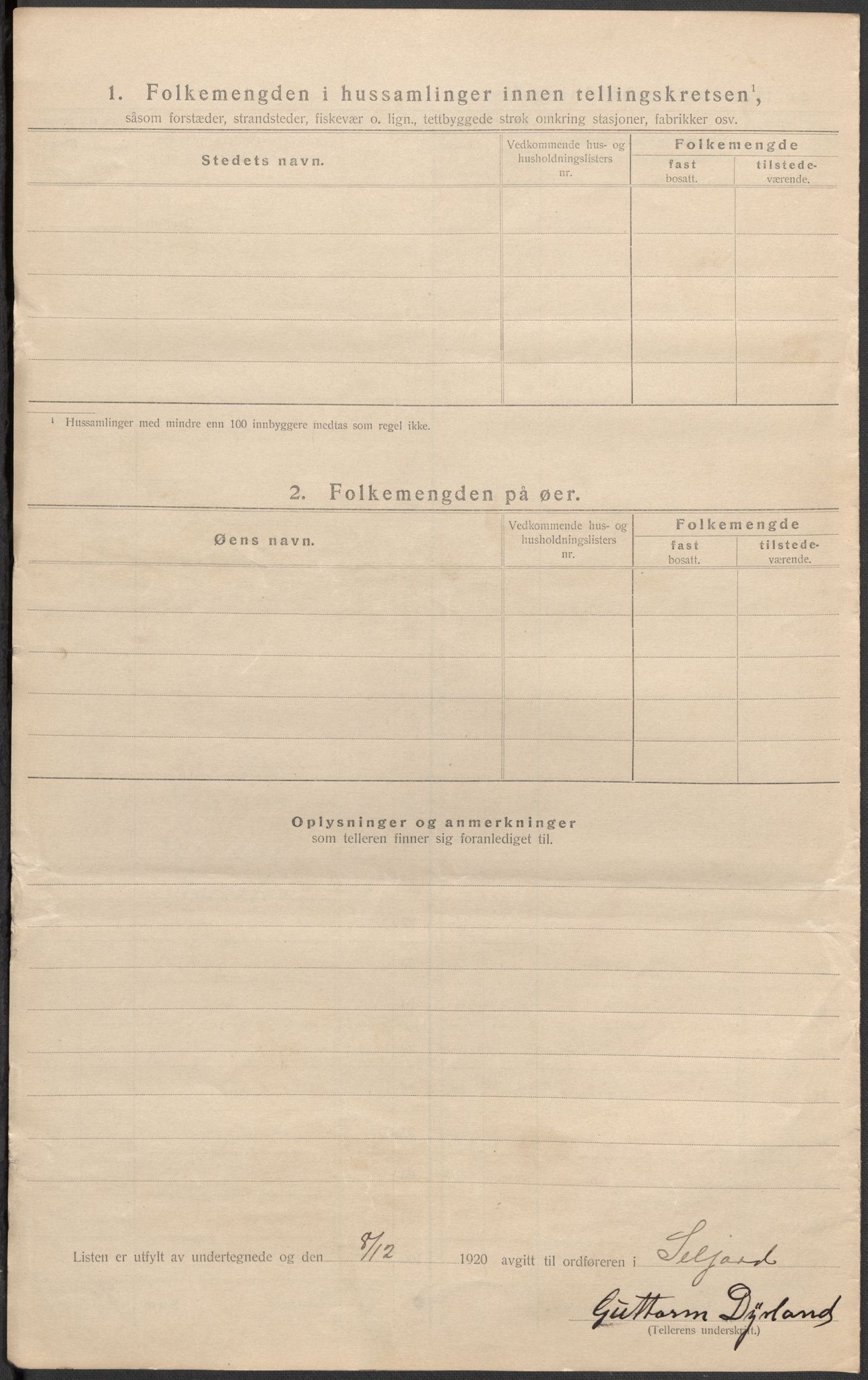 SAKO, 1920 census for Seljord, 1920, p. 44