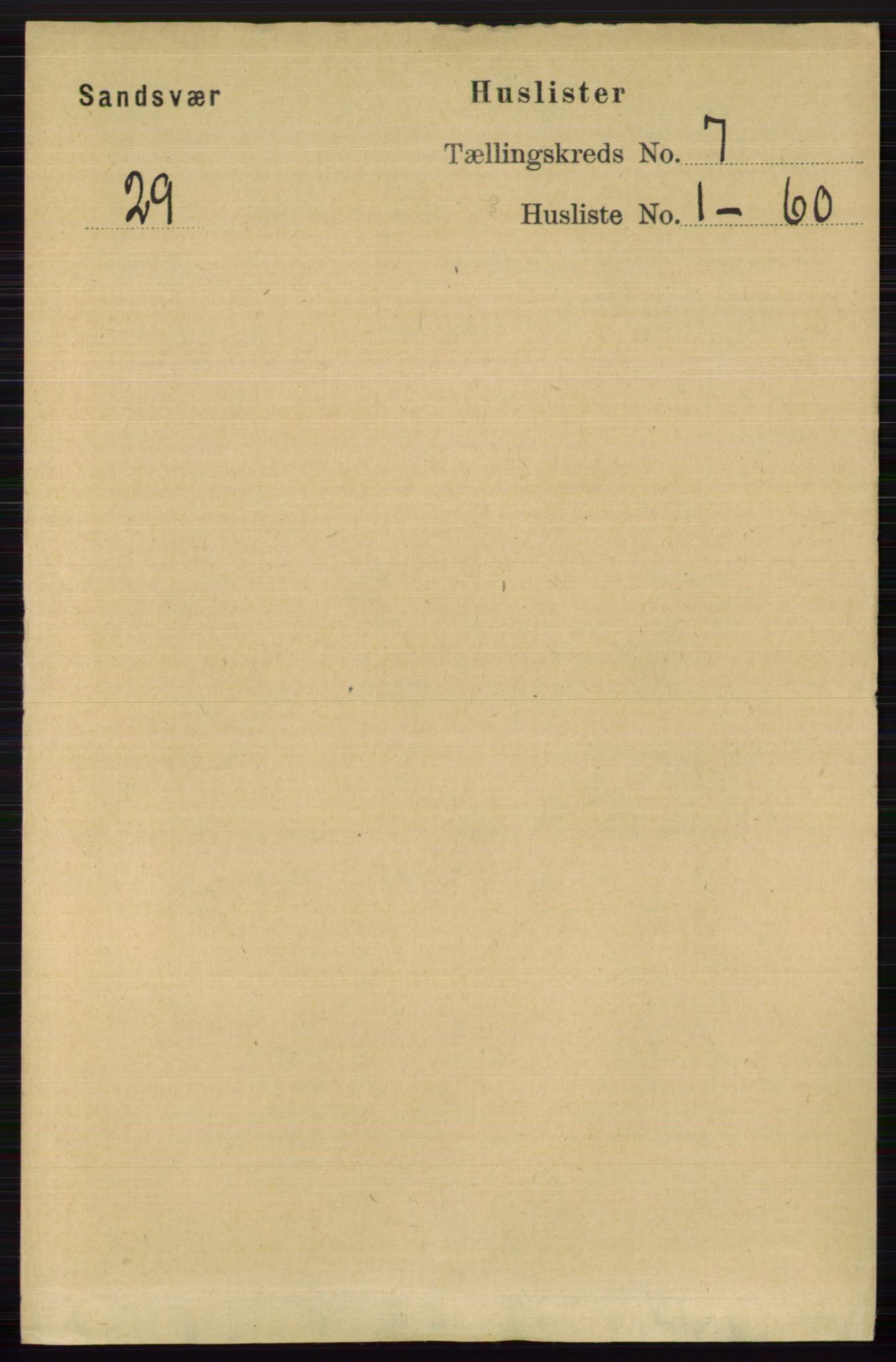RA, 1891 census for 0629 Sandsvær, 1891, p. 3916