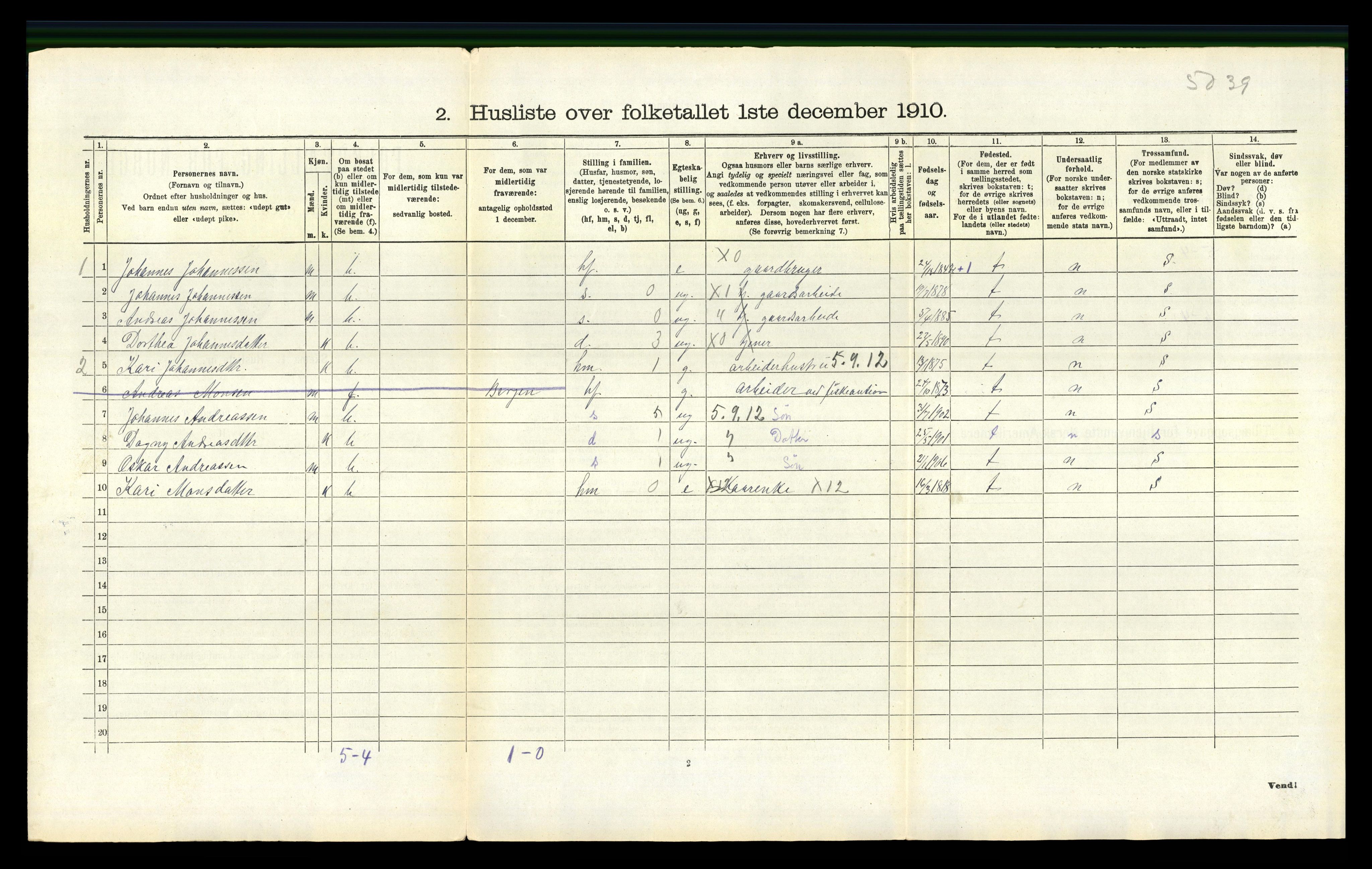 RA, 1910 census for Haus, 1910, p. 705