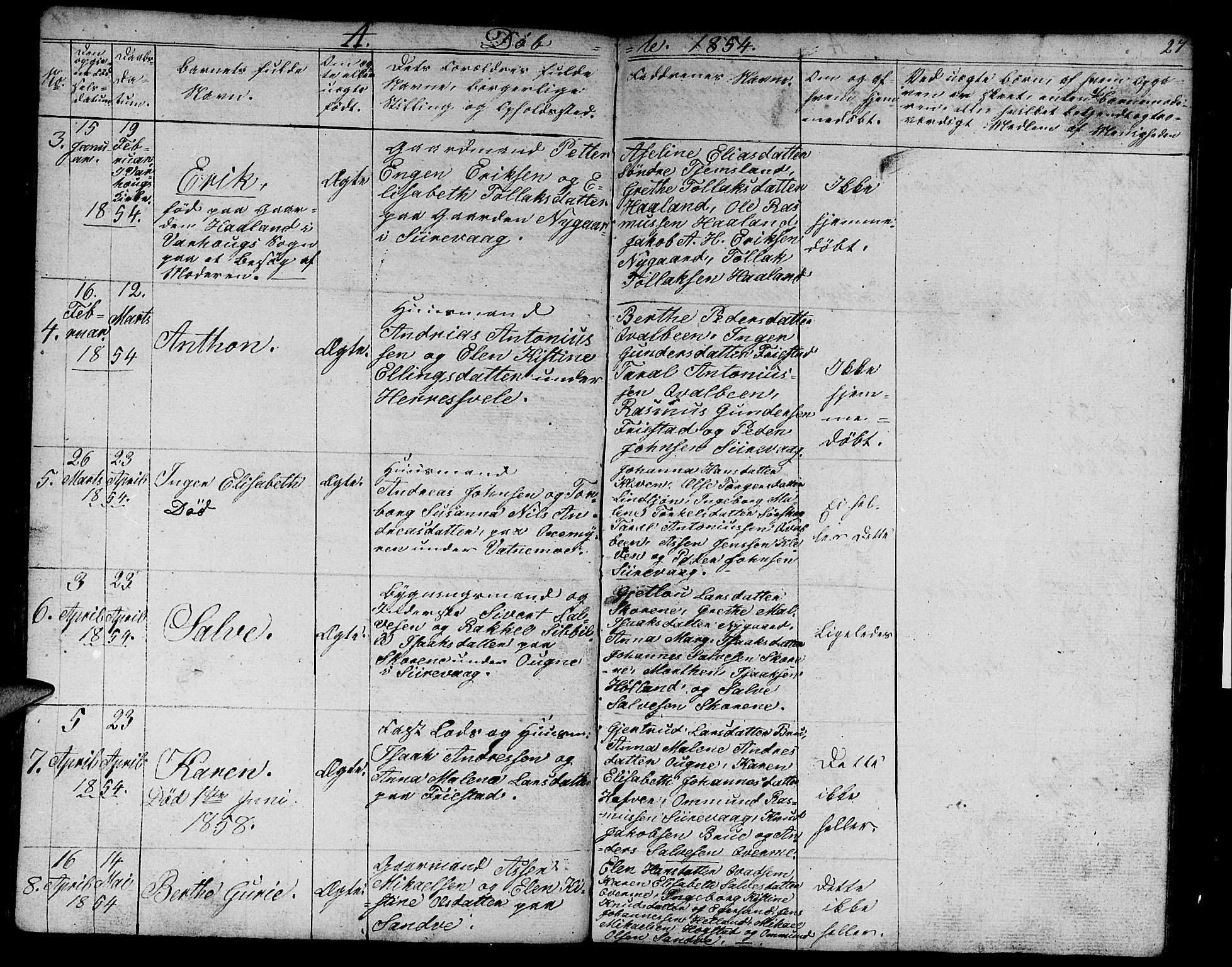Eigersund sokneprestkontor, AV/SAST-A-101807/S09/L0003: Parish register (copy) no. B 3, 1846-1875, p. 27