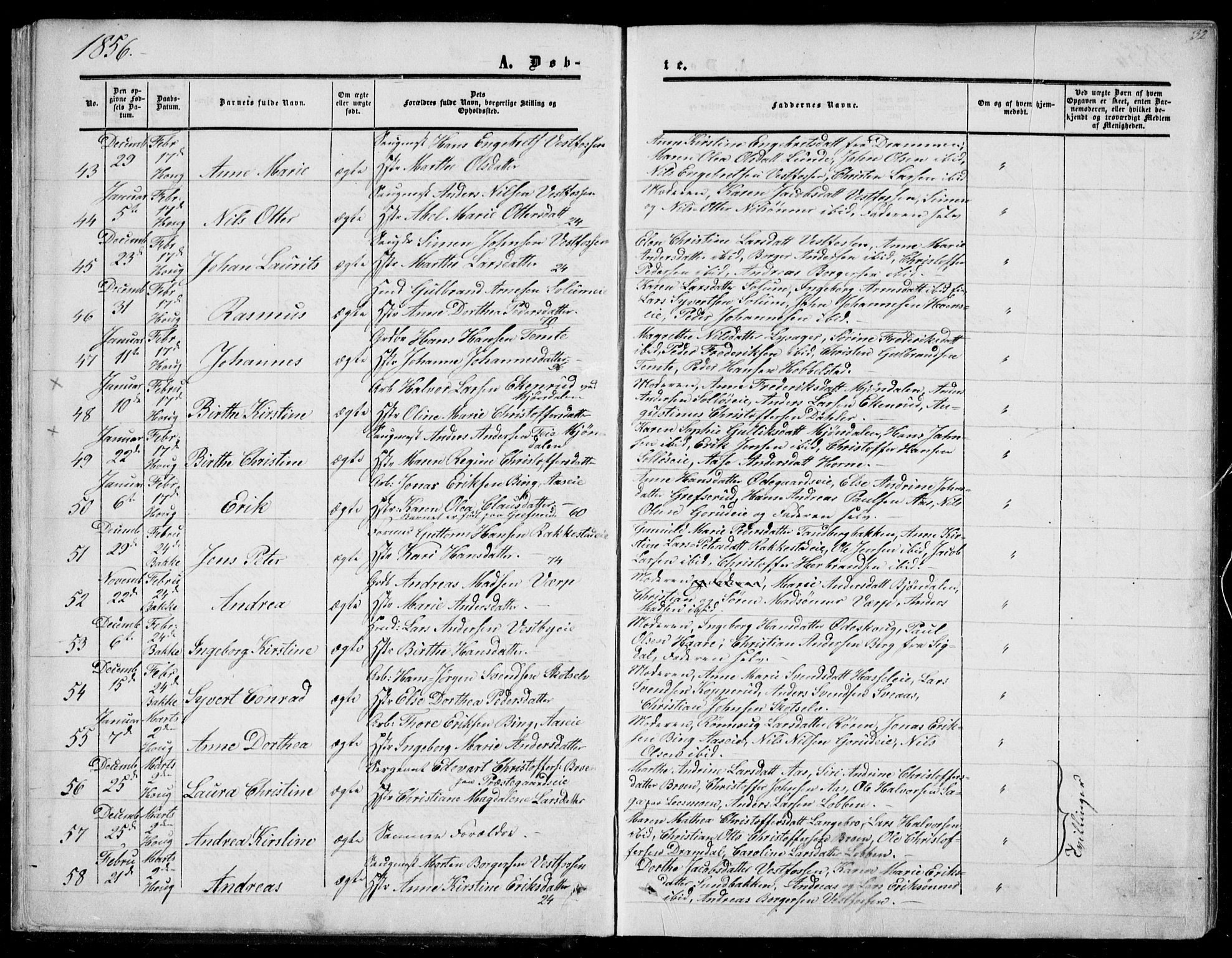 Eiker kirkebøker, SAKO/A-4/F/Fa/L0015a: Parish register (official) no. I 15A, 1854-1860, p. 32