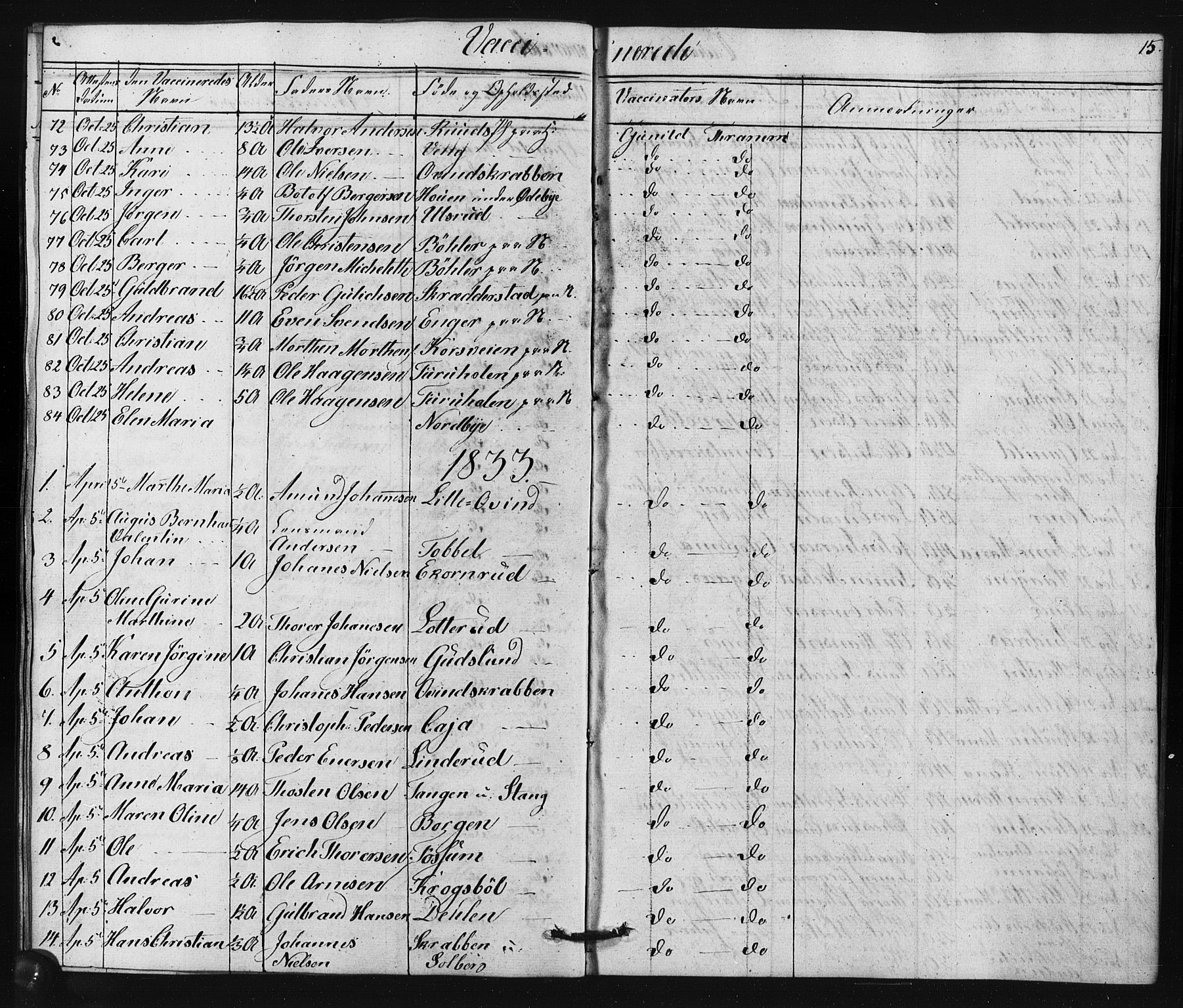 Enebakk prestekontor Kirkebøker, SAO/A-10171c/F/Fa/L0015: Parish register (official) no. I 15, 1830-1867, p. 15
