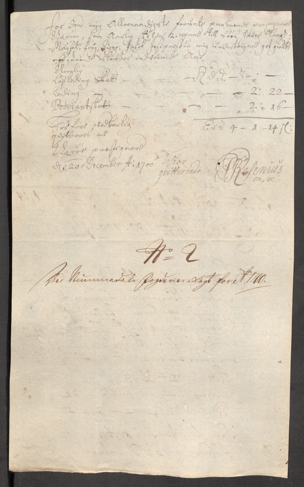 Rentekammeret inntil 1814, Reviderte regnskaper, Fogderegnskap, RA/EA-4092/R64/L4426: Fogderegnskap Namdal, 1699-1700, p. 293