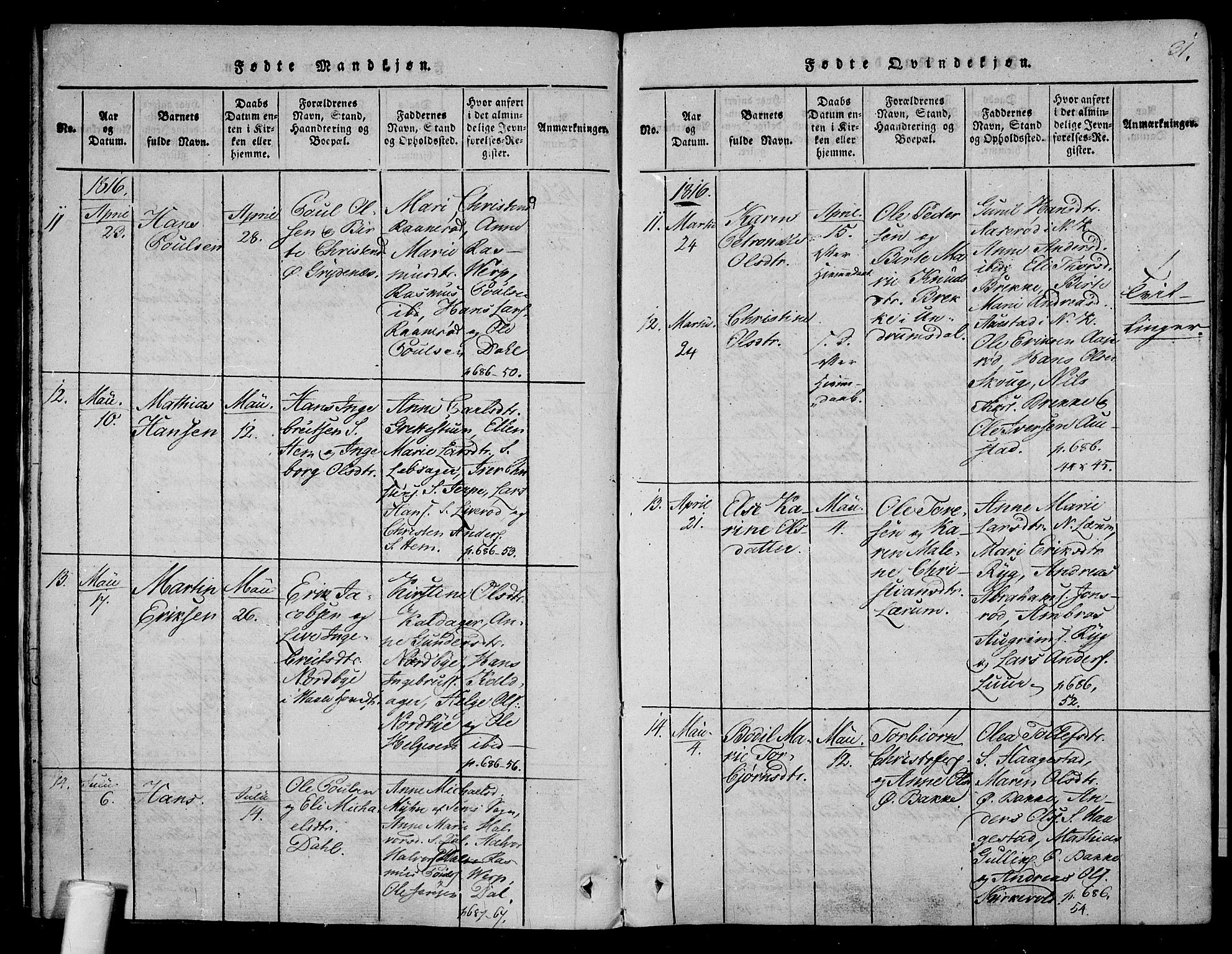 Våle kirkebøker, AV/SAKO-A-334/F/Fa/L0007: Parish register (official) no. I 7, 1814-1824, p. 30-31