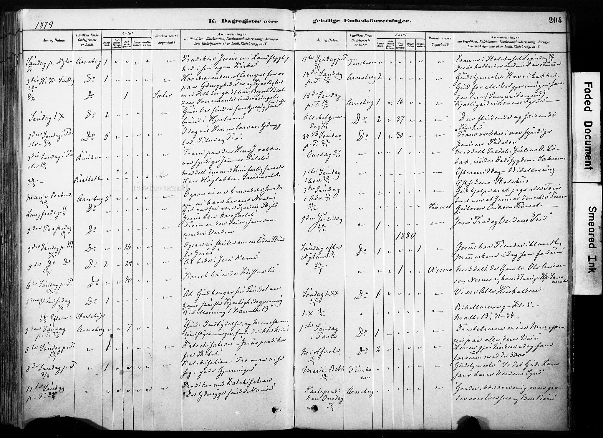 Hof prestekontor, AV/SAH-PREST-038/H/Ha/Haa/L0011: Parish register (official) no. 11, 1879-1911, p. 204