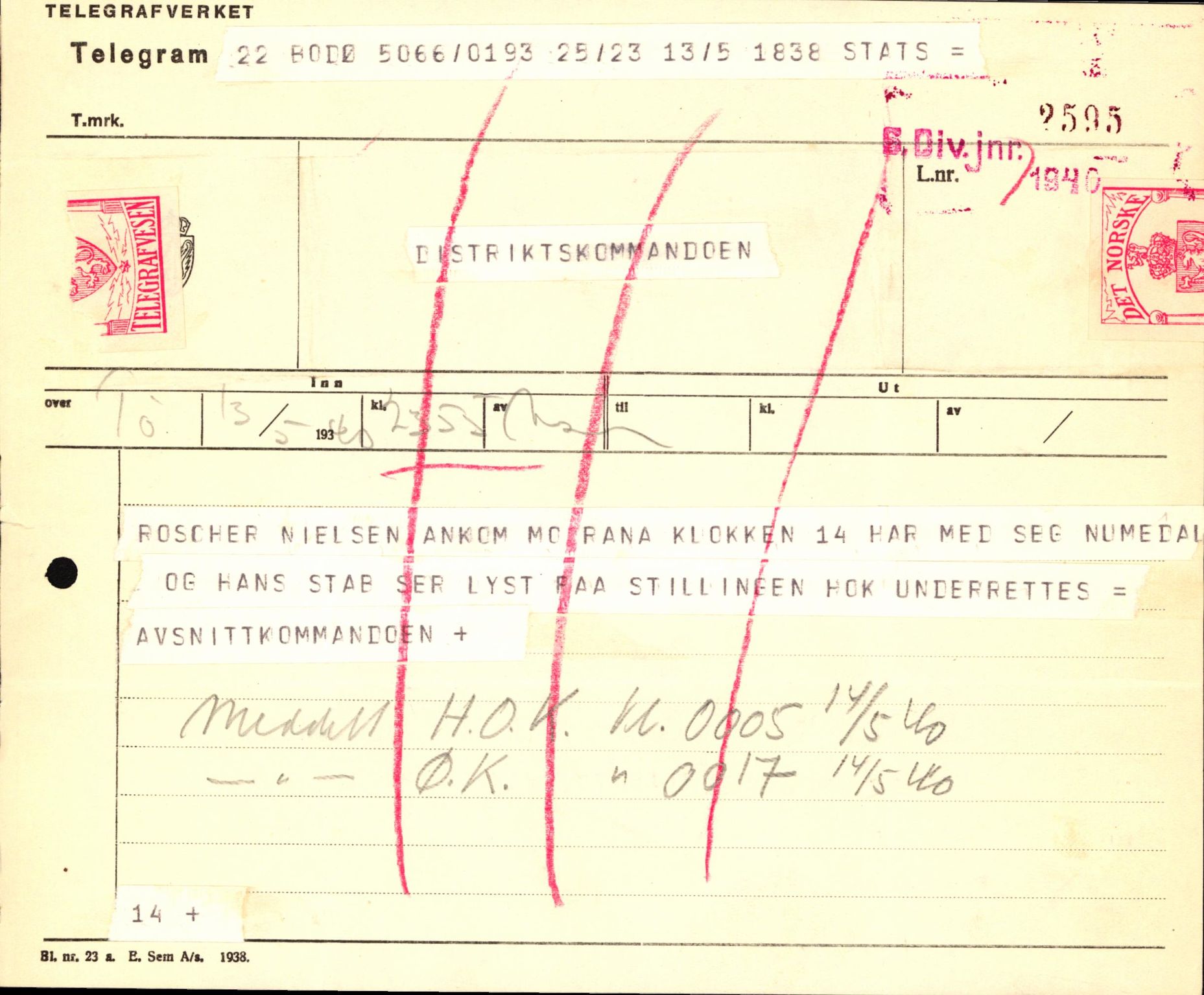 Forsvaret, Forsvarets krigshistoriske avdeling, AV/RA-RAFA-2017/Y/Yb/L0123: II-C-11-600  -  6. Divisjon med avdelinger, 1940, p. 593