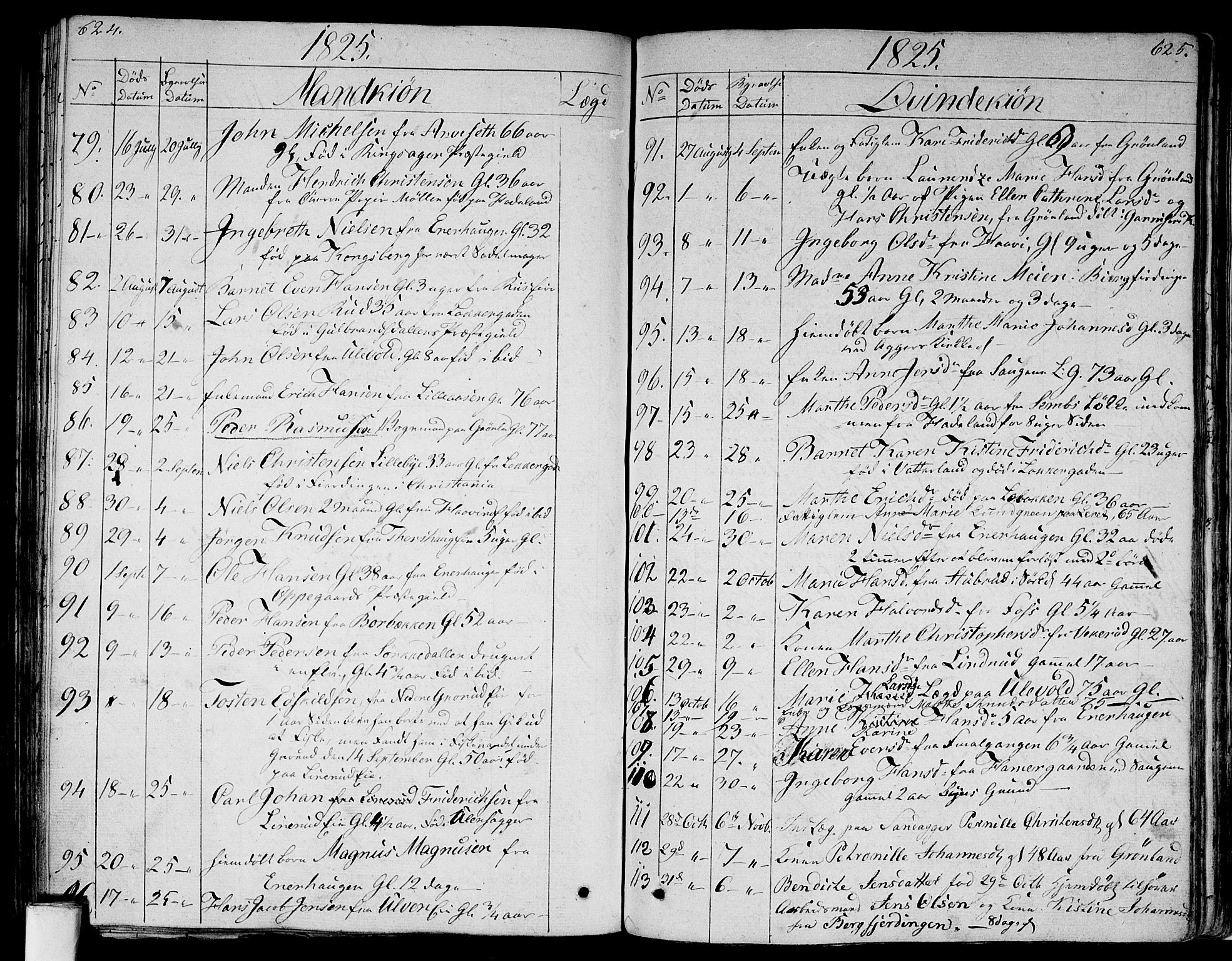 Aker prestekontor kirkebøker, AV/SAO-A-10861/G/L0004: Parish register (copy) no. 4, 1819-1829, p. 624-625