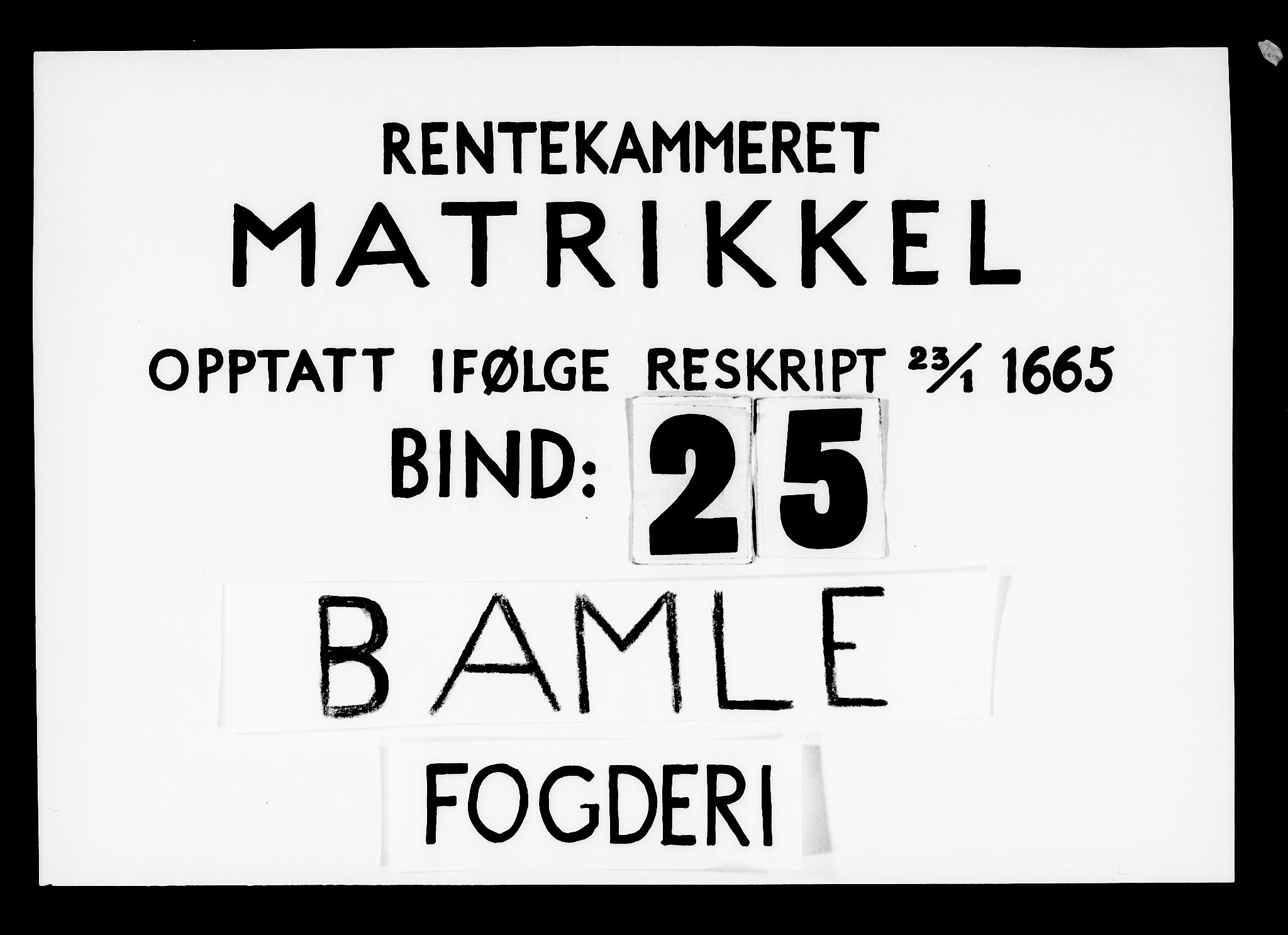 Rentekammeret inntil 1814, Realistisk ordnet avdeling, AV/RA-EA-4070/N/Nb/Nba/L0025: Bamble fogderi, 1665