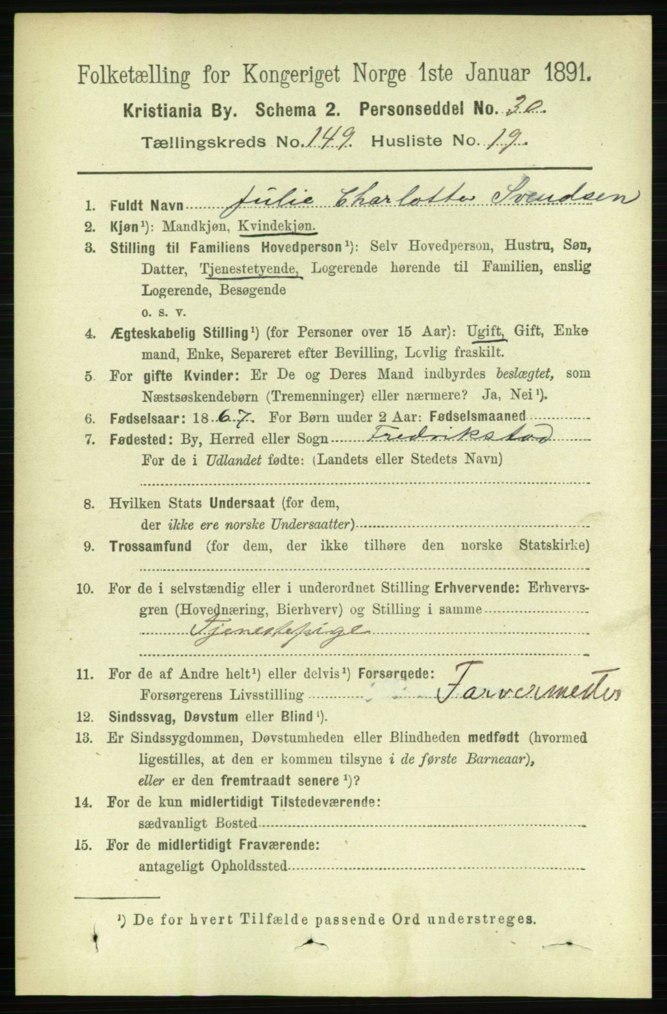 RA, 1891 census for 0301 Kristiania, 1891, p. 83551