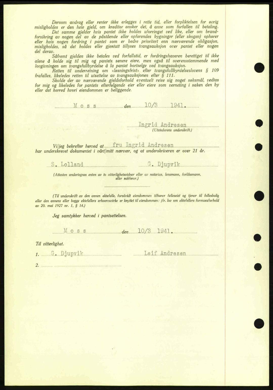 Moss sorenskriveri, SAO/A-10168: Mortgage book no. B10, 1940-1941, Diary no: : 467/1941