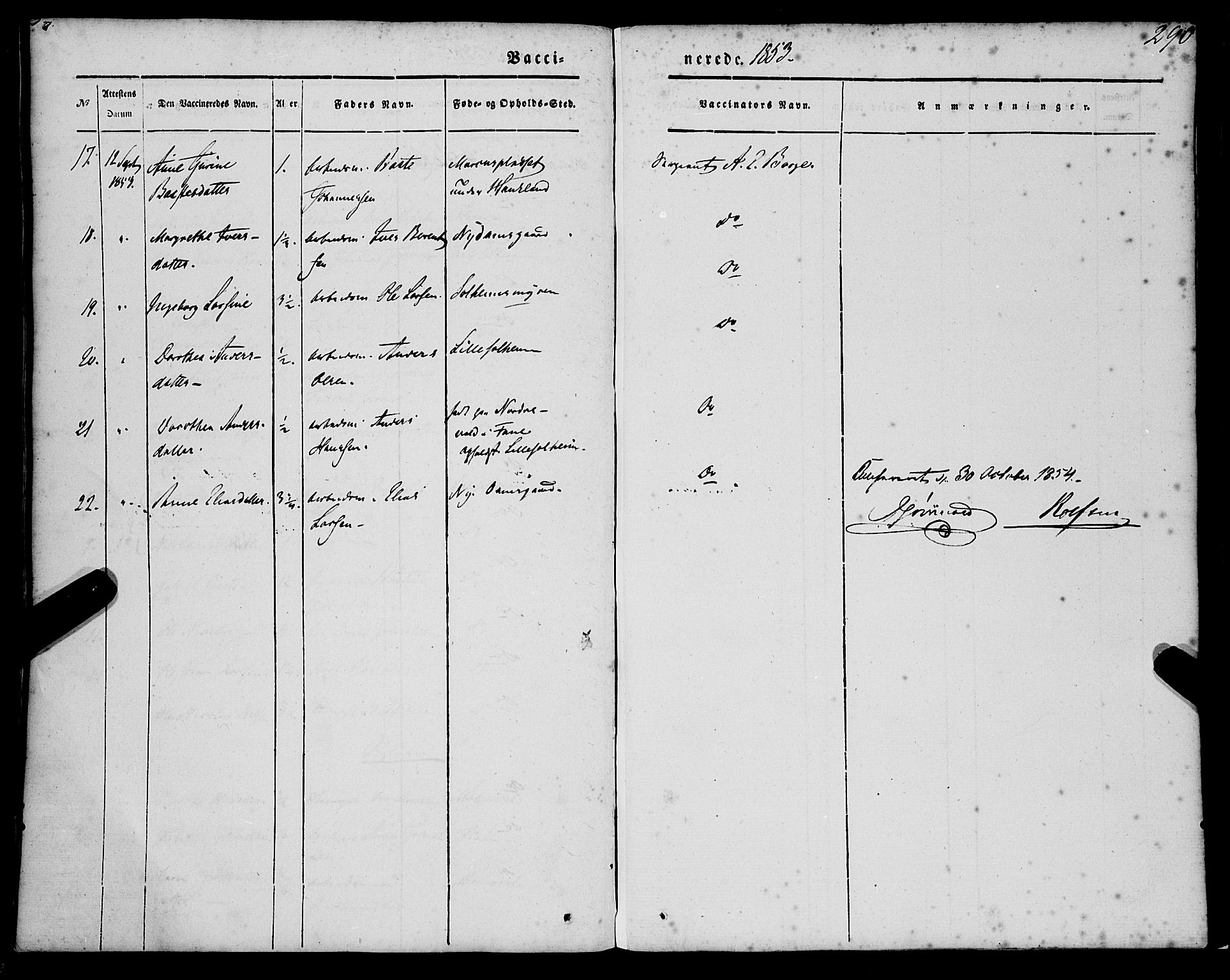 St. Jørgens hospital og Årstad sokneprestembete, AV/SAB-A-99934: Parish register (official) no. A 4, 1844-1863, p. 290