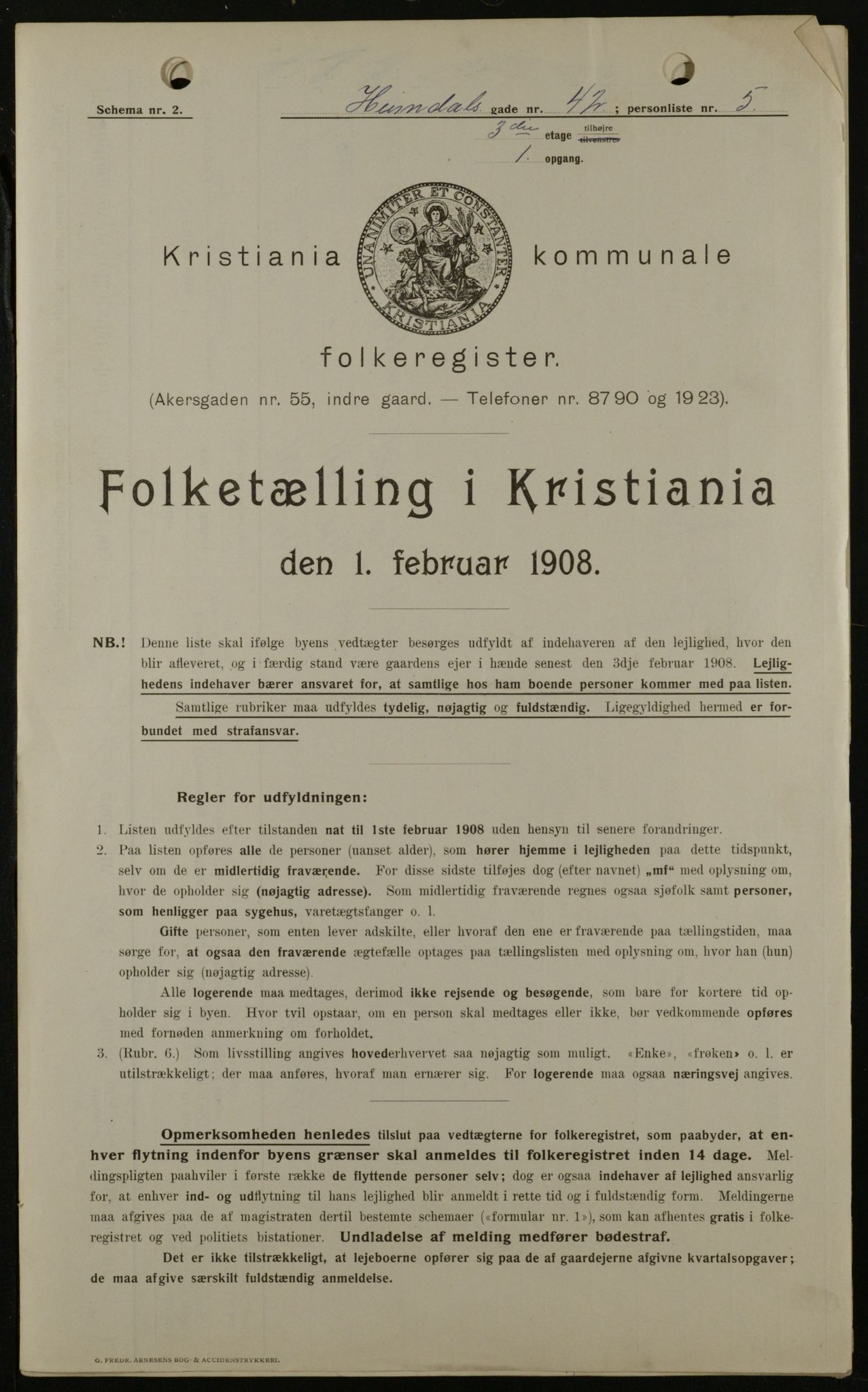 OBA, Municipal Census 1908 for Kristiania, 1908, p. 33720