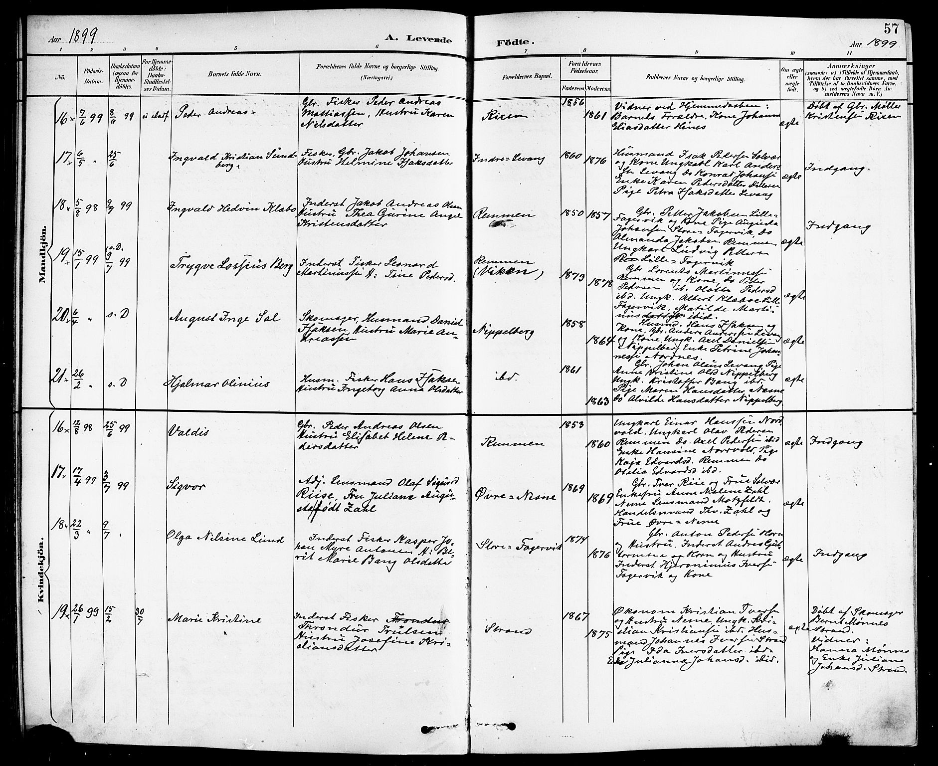 Ministerialprotokoller, klokkerbøker og fødselsregistre - Nordland, AV/SAT-A-1459/838/L0559: Parish register (copy) no. 838C06, 1893-1910, p. 57