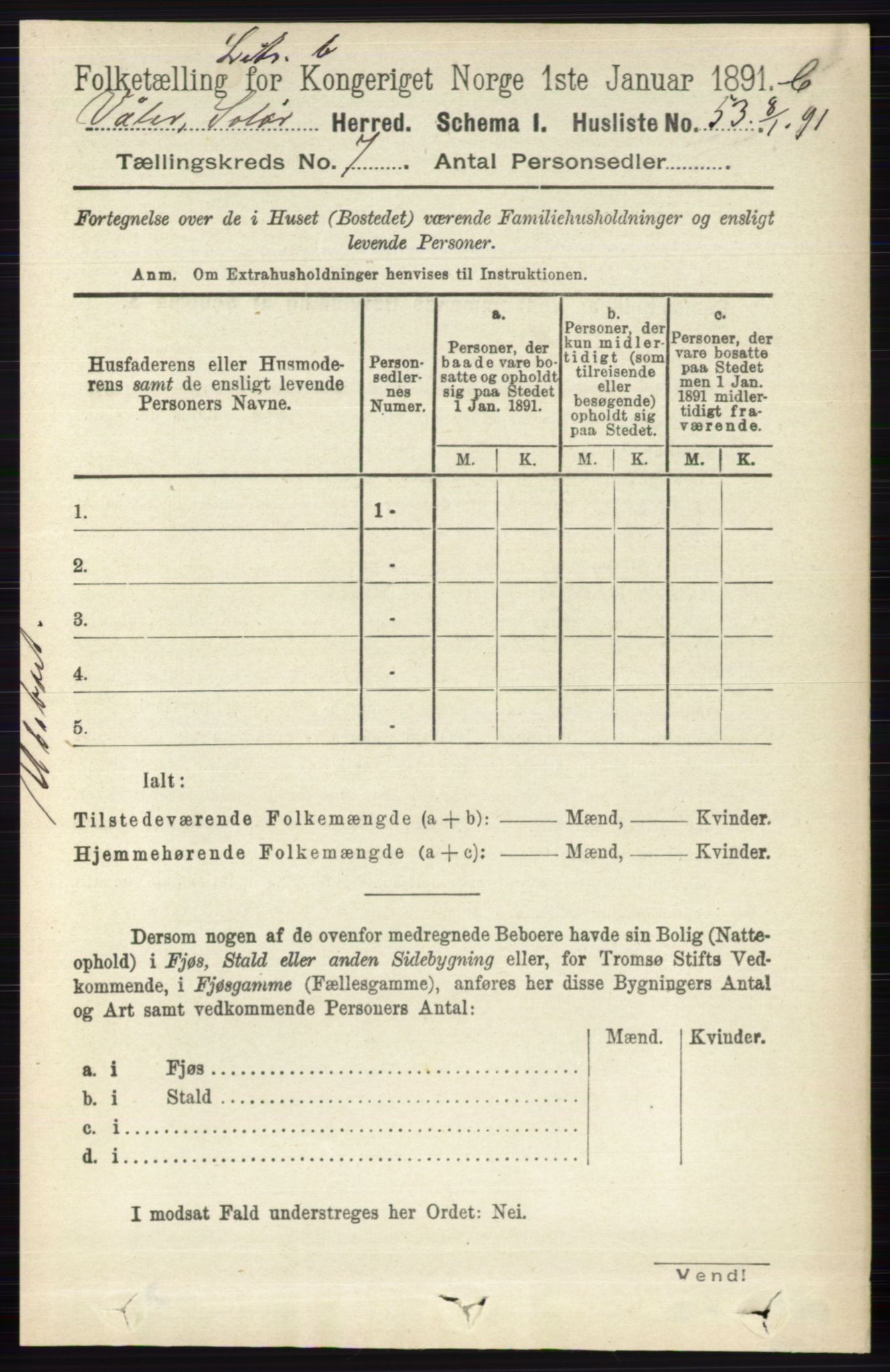 RA, 1891 census for 0426 Våler, 1891, p. 2922