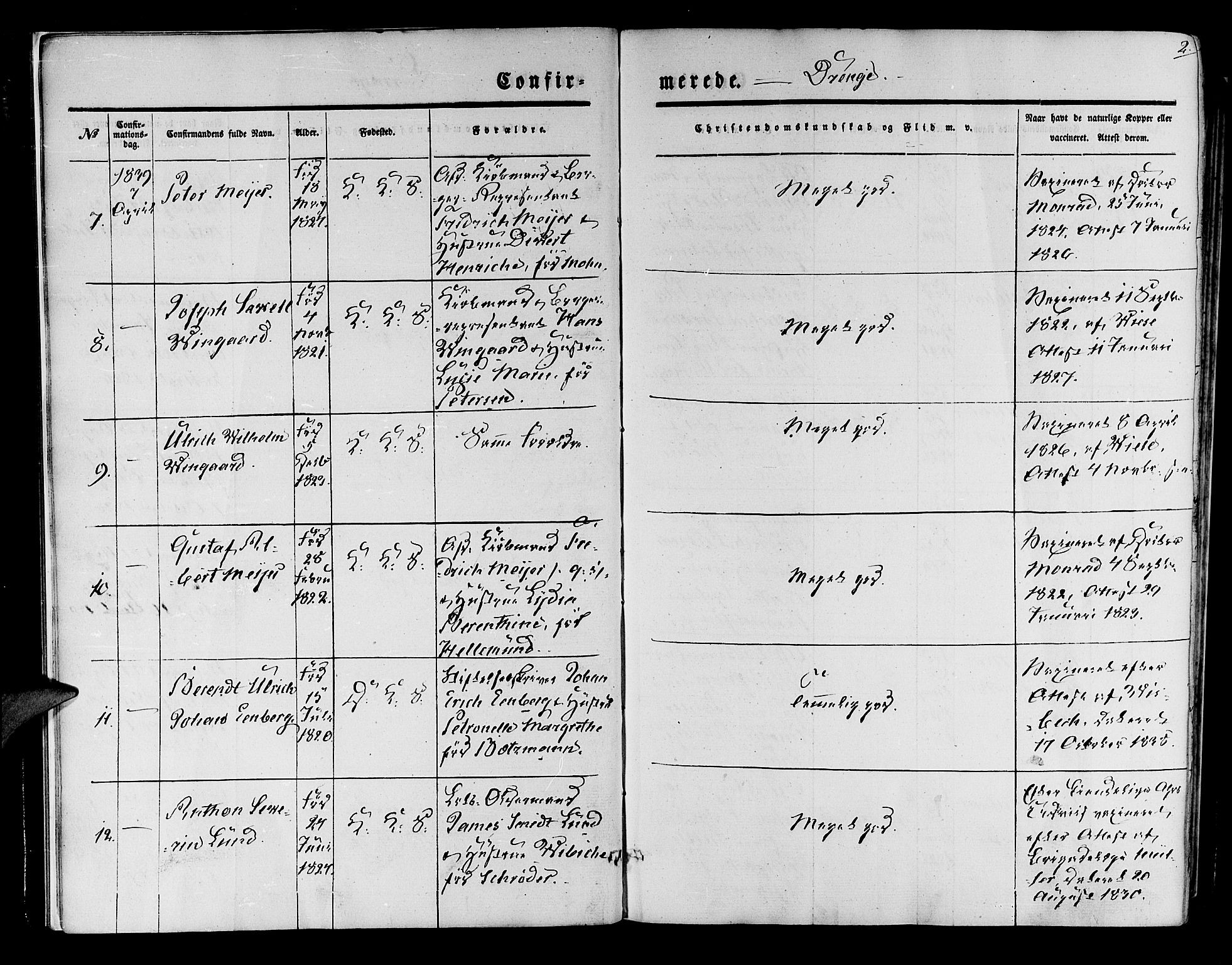 Korskirken sokneprestembete, AV/SAB-A-76101/H/Hab: Parish register (copy) no. C 1, 1839-1868, p. 2