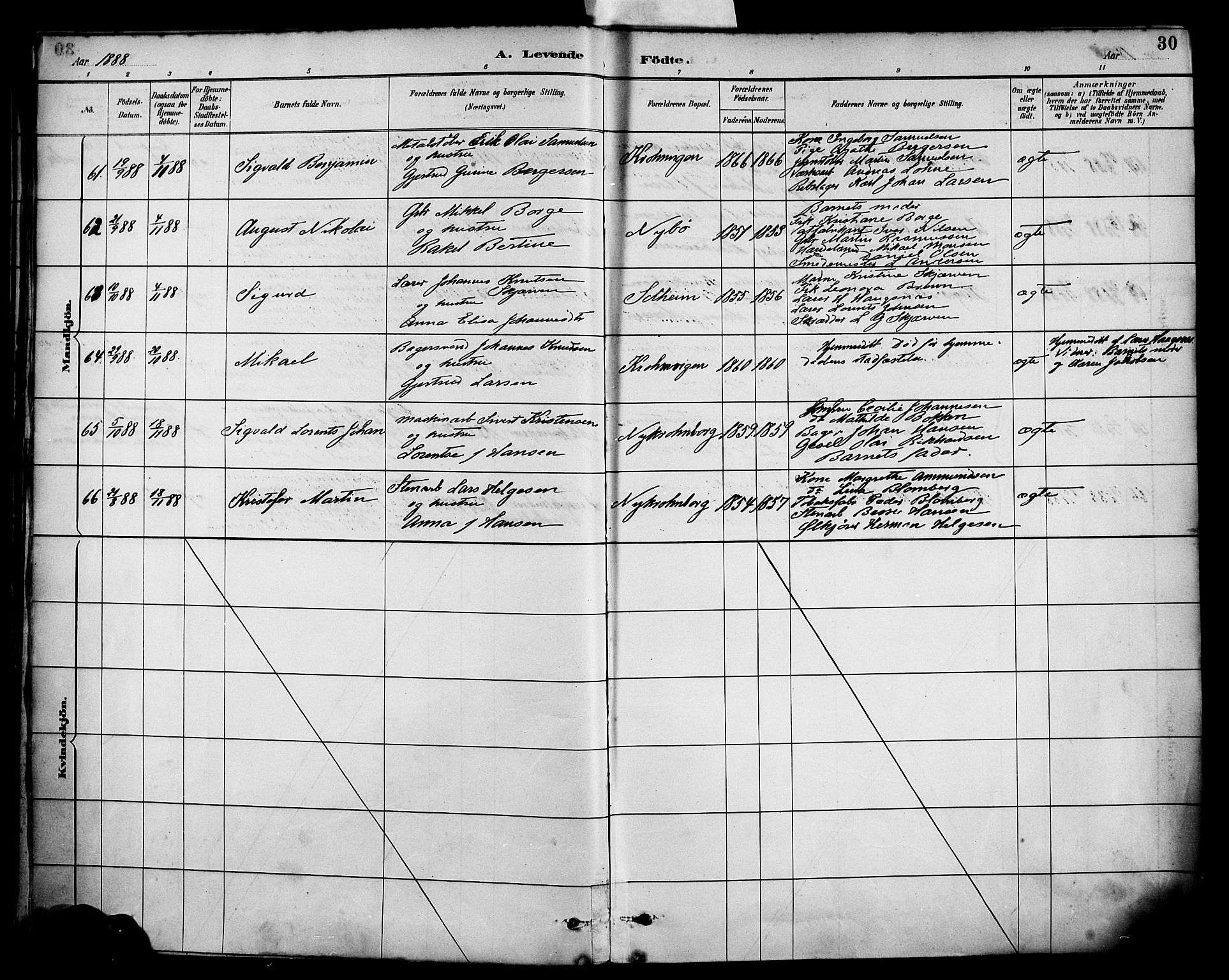Årstad Sokneprestembete, SAB/A-79301/H/Haa/L0001: Parish register (official) no. A 1, 1886-1901, p. 30