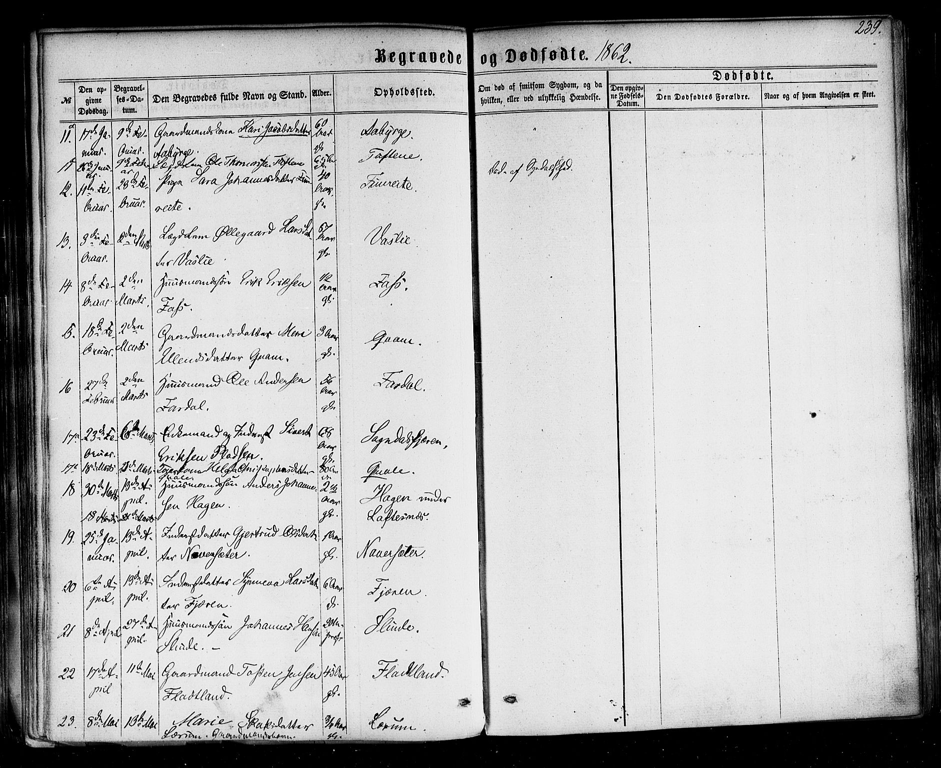 Sogndal sokneprestembete, AV/SAB-A-81301/H/Haa/Haaa/L0013: Parish register (official) no. A 13, 1859-1877, p. 239